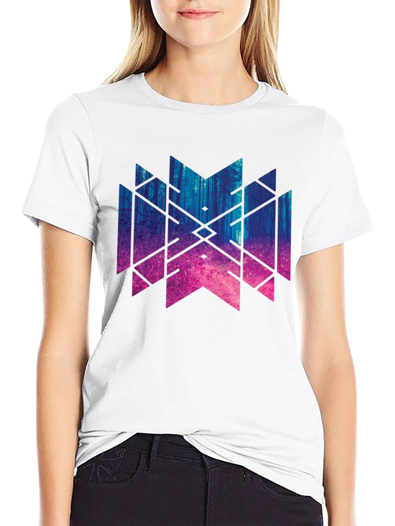 Geometric Forest T-Shirt - Black