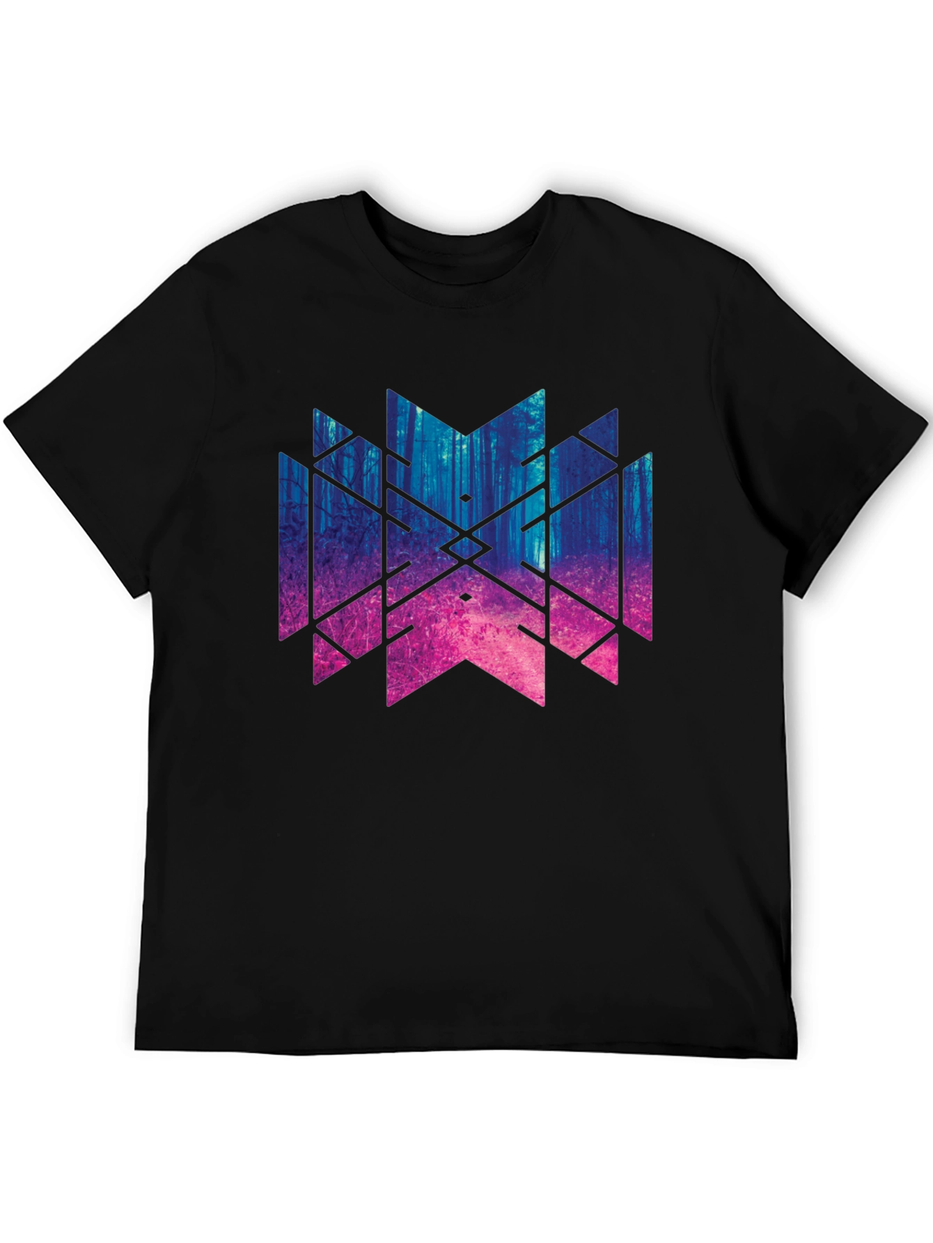 Geometric Forest T-Shirt - Black