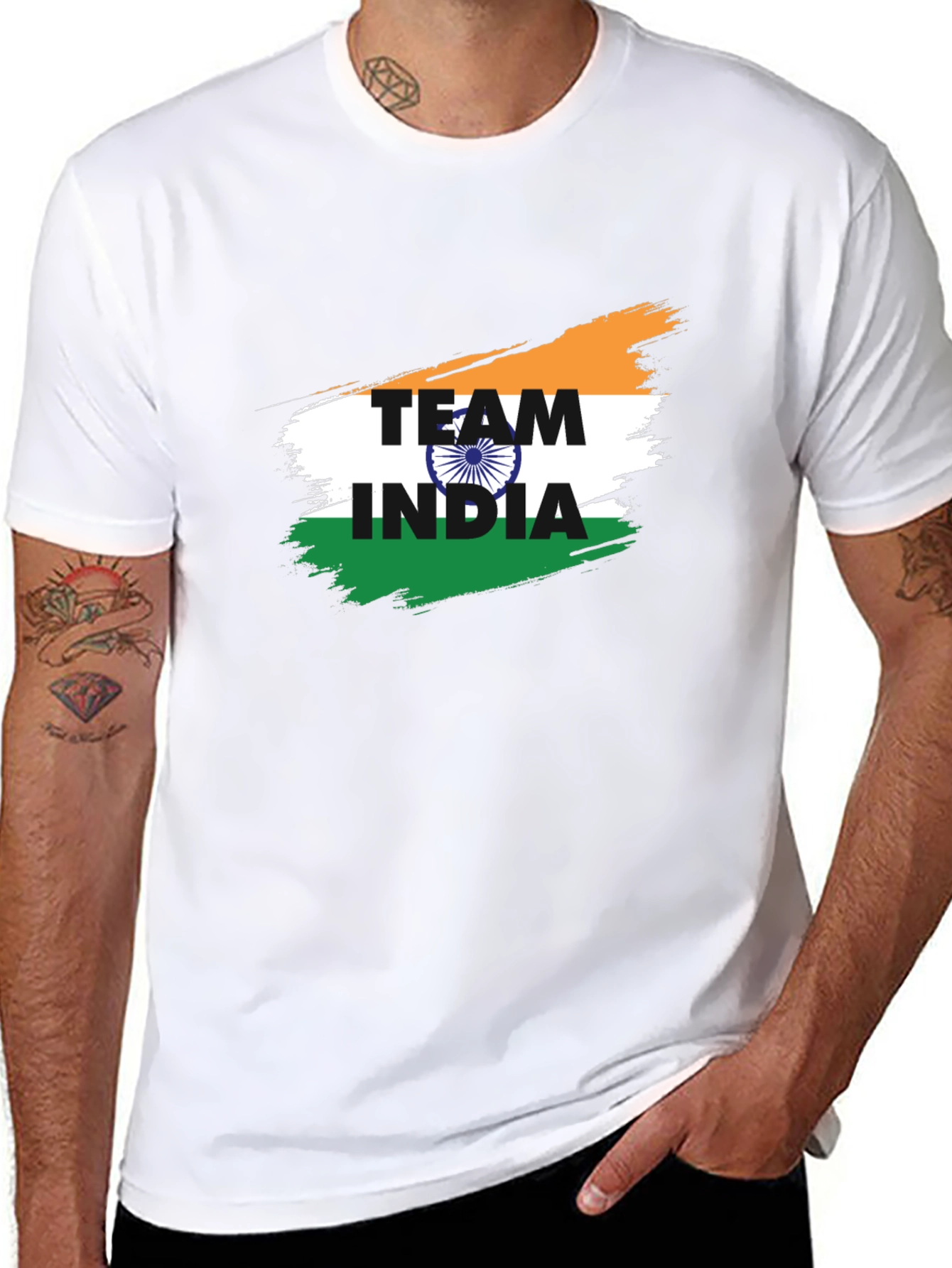 Team India Graphic T-Shirt - Black Cotton Blend