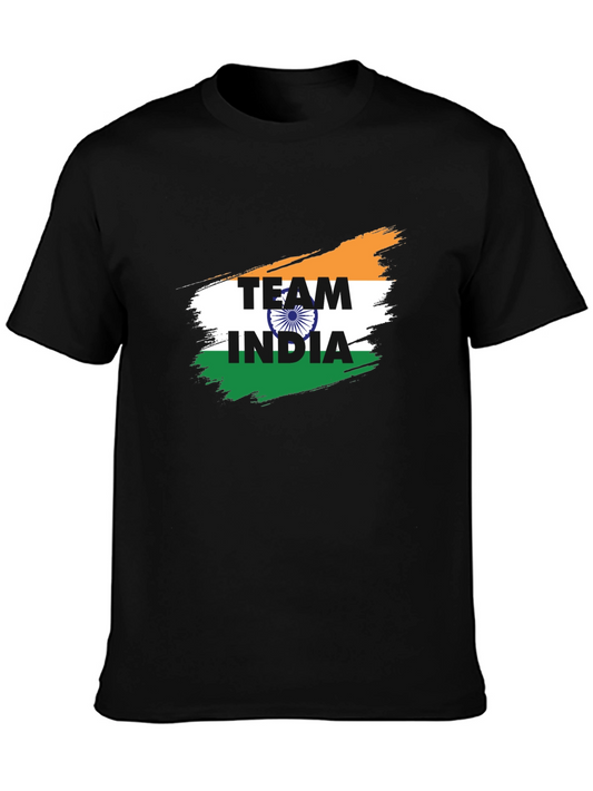 Team India Graphic T-Shirt - Black Cotton Blend