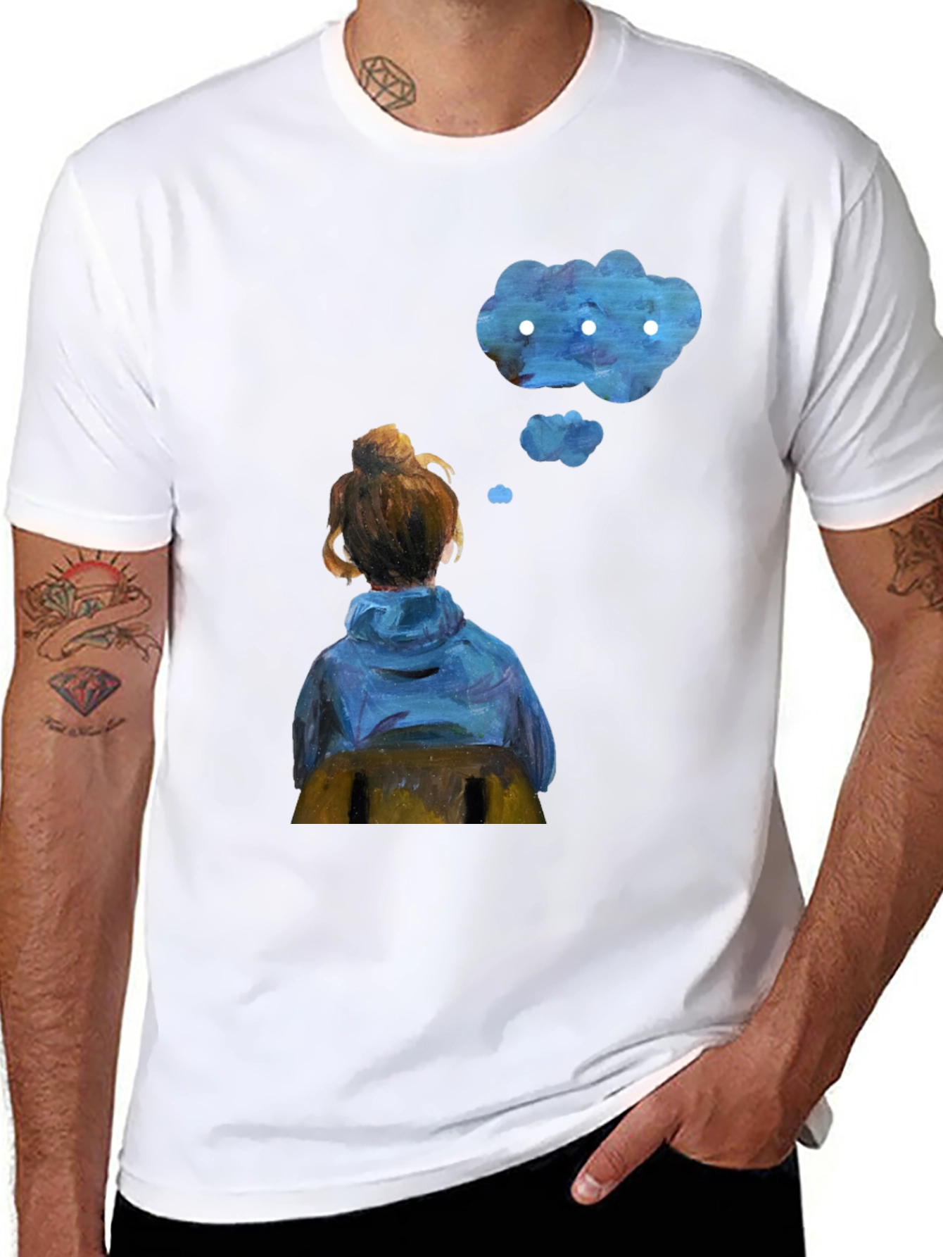 Contemplative Cloud T-Shirt - Artistic Dreamer Tee