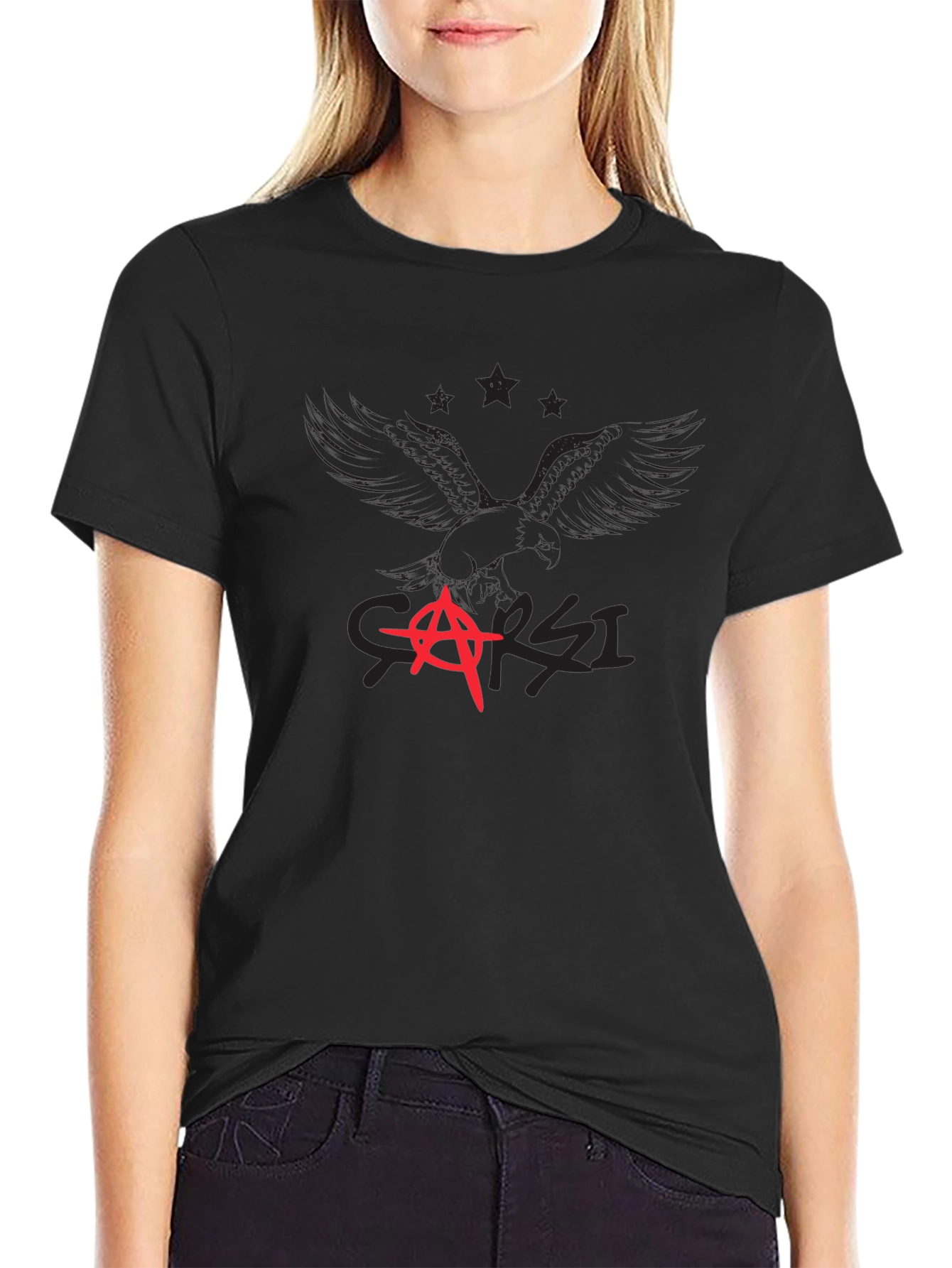 Edgy Graphic T-Shirt - Black Anarchy Design