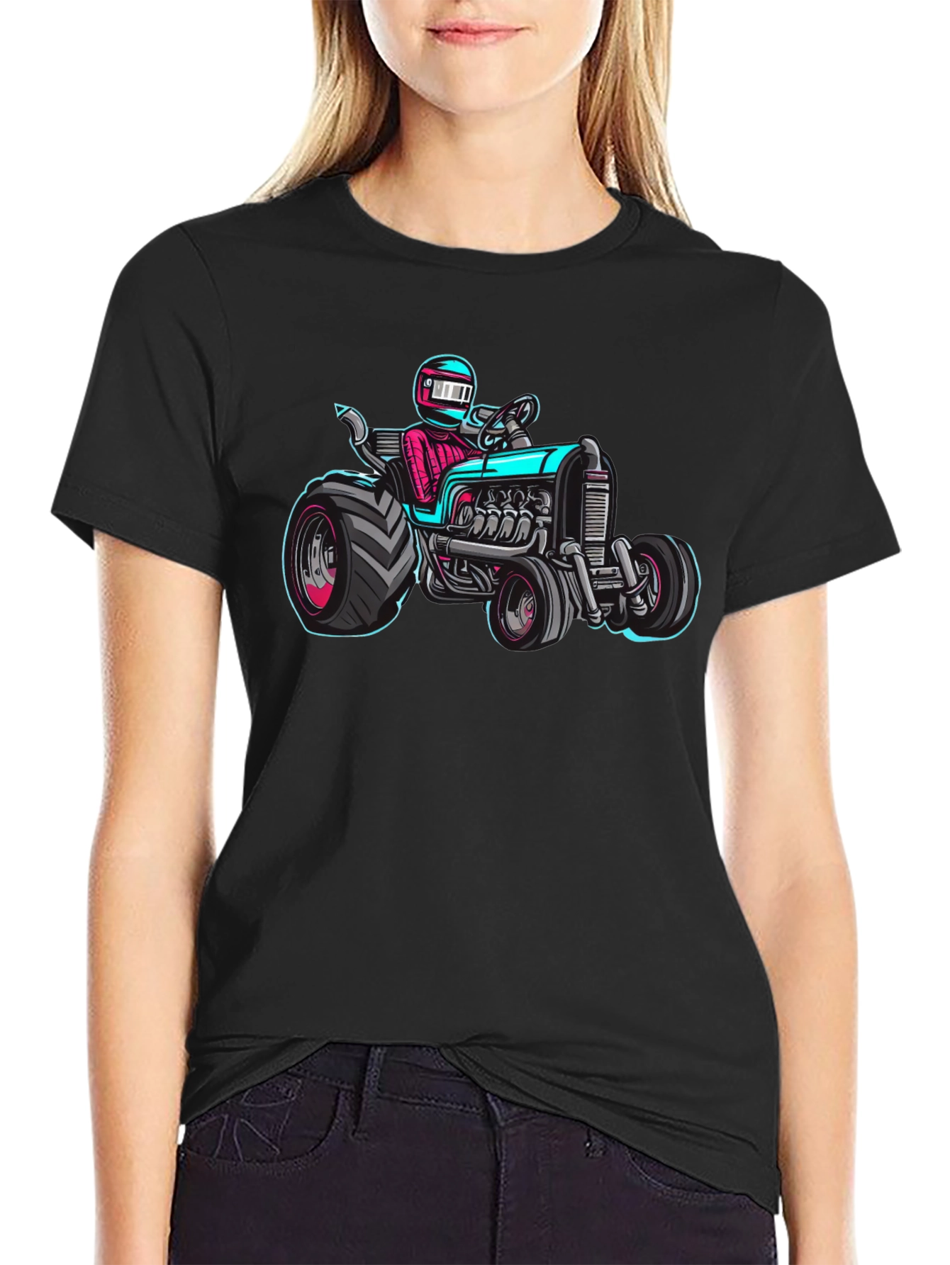 Racing Tractor Graphic T-Shirt - Black