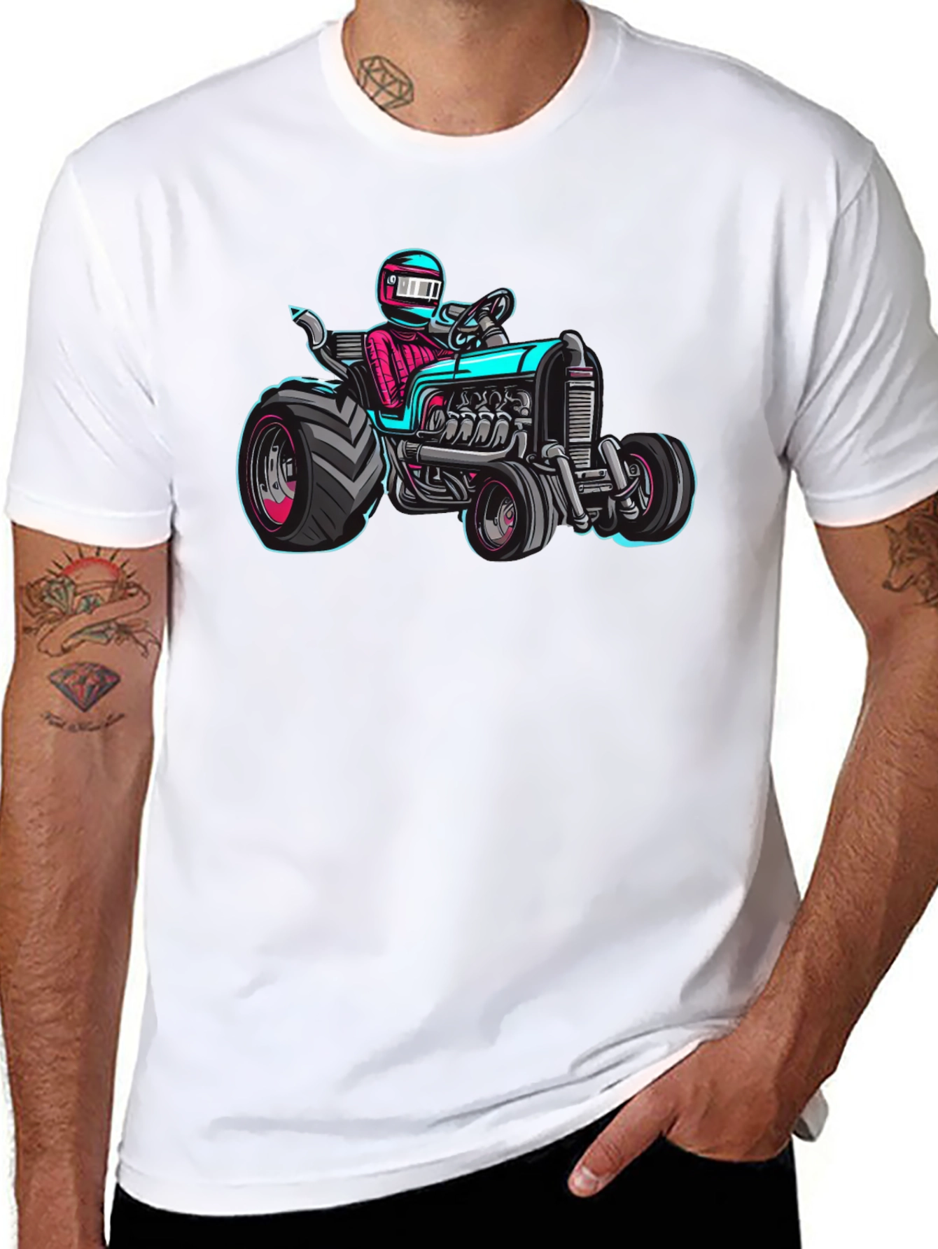 Racing Tractor Graphic T-Shirt - Black