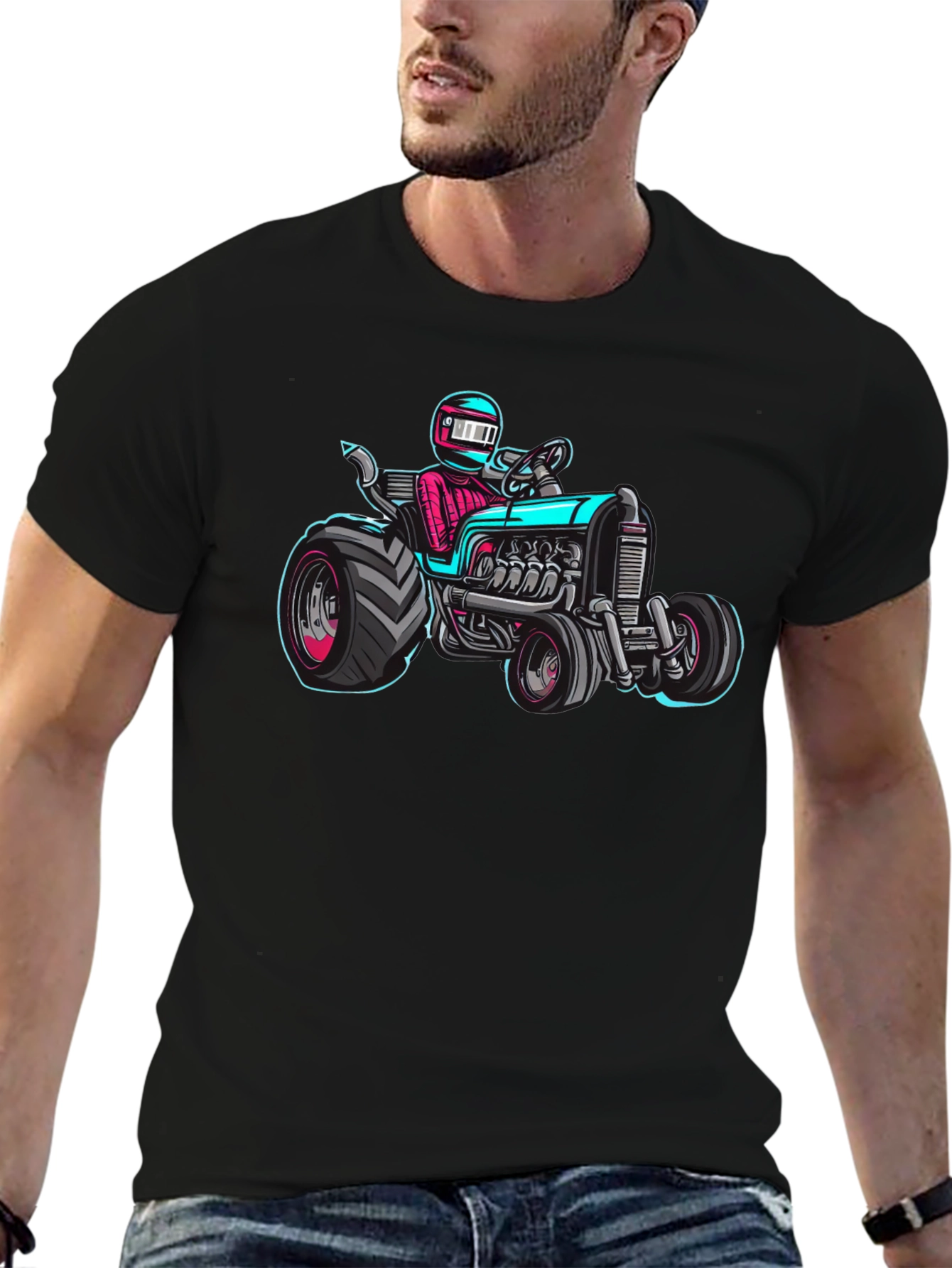 Racing Tractor Graphic T-Shirt - Black