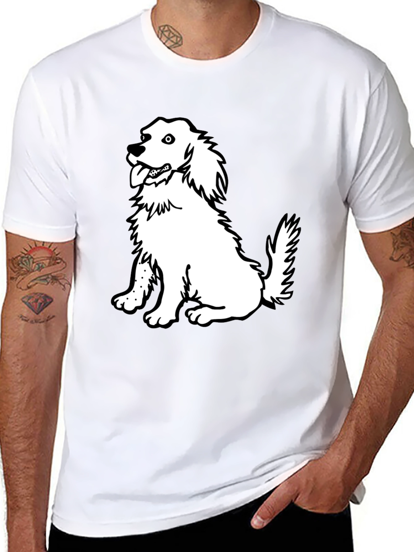 Dog Graphic T-Shirt - Black Cotton Tee