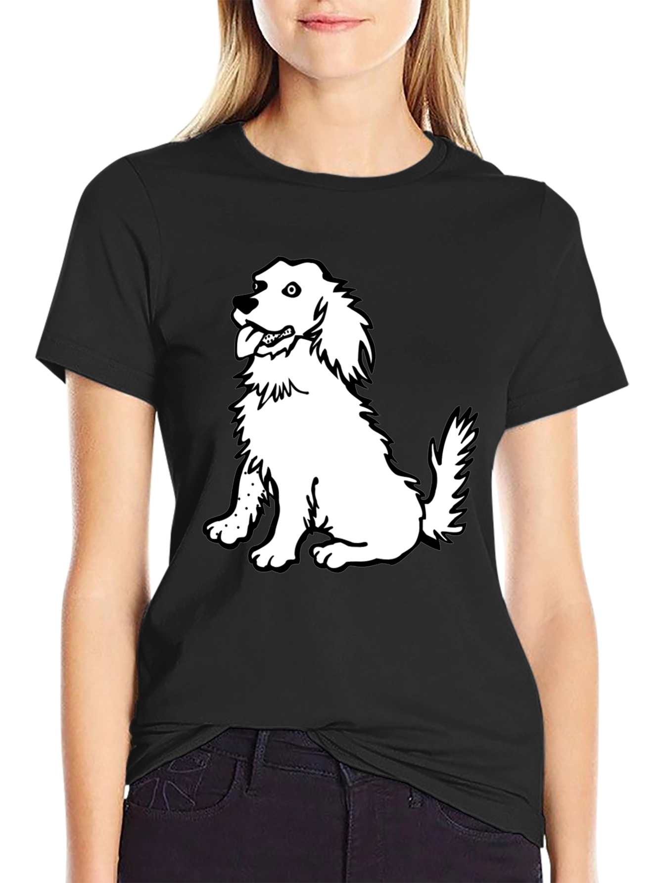 Dog Graphic T-Shirt - Black Cotton Tee