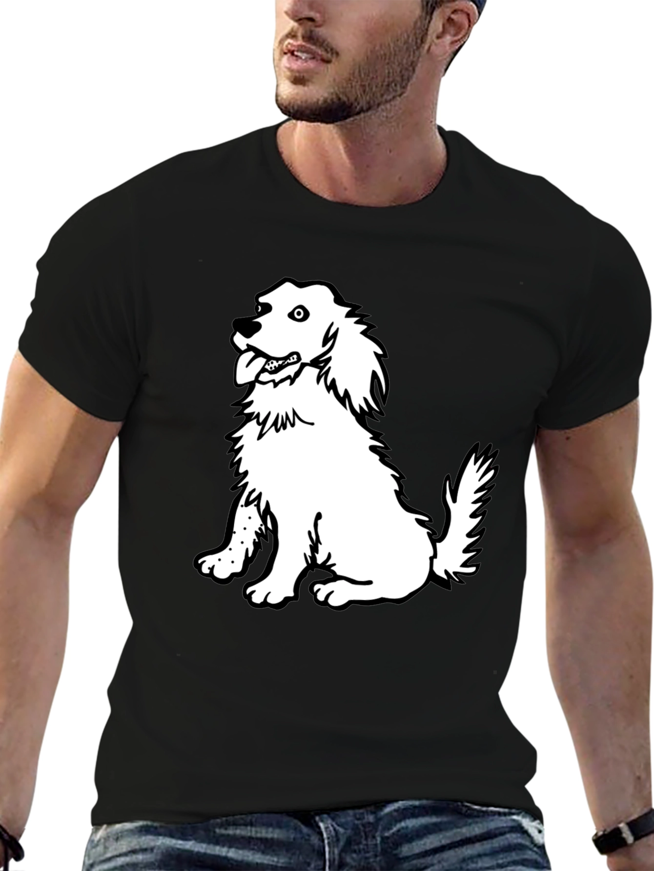 Dog Graphic T-Shirt - Black Cotton Tee