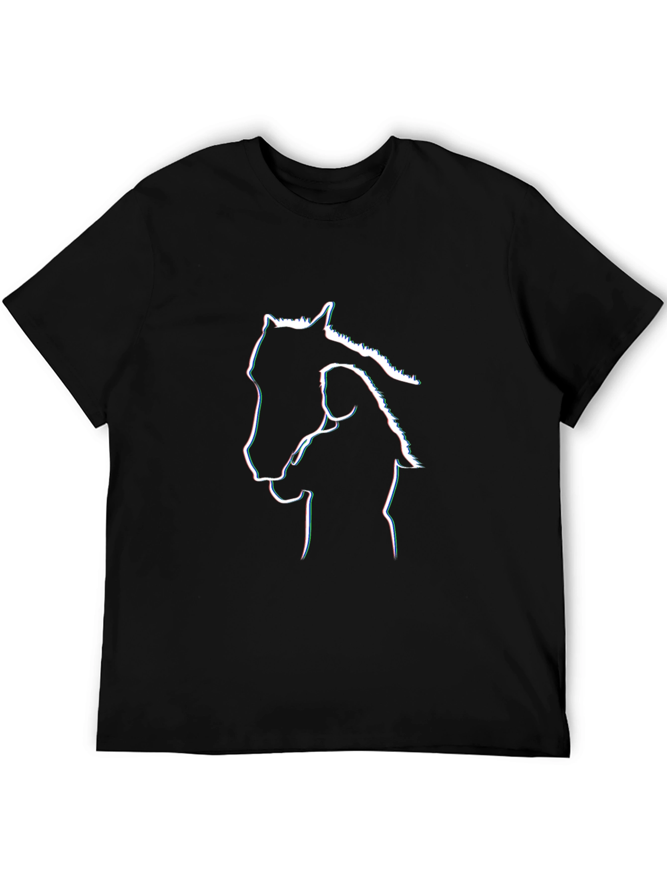 Horse & Girl Outline Graphic Black T-Shirt