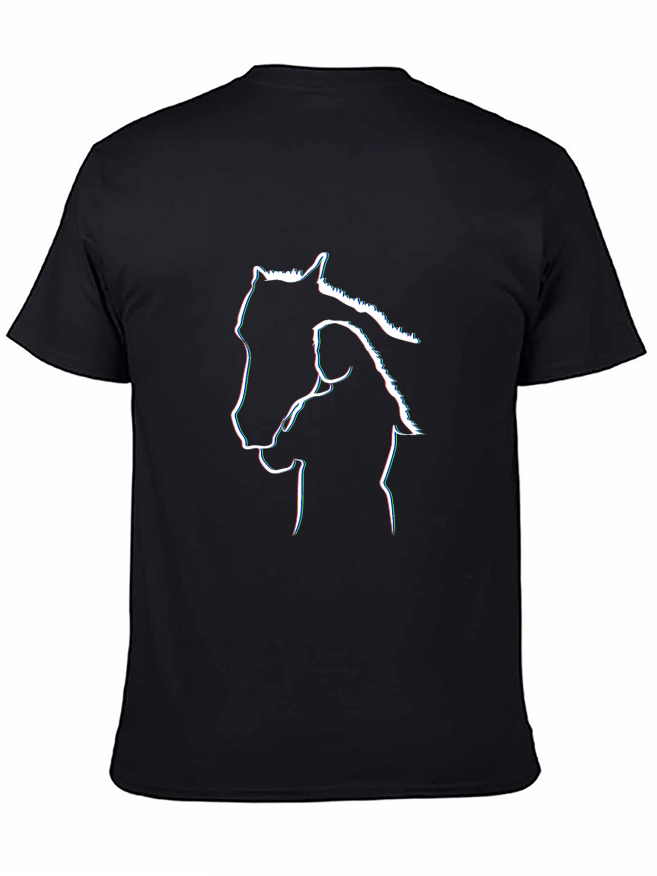 Horse & Girl Outline Graphic Black T-Shirt