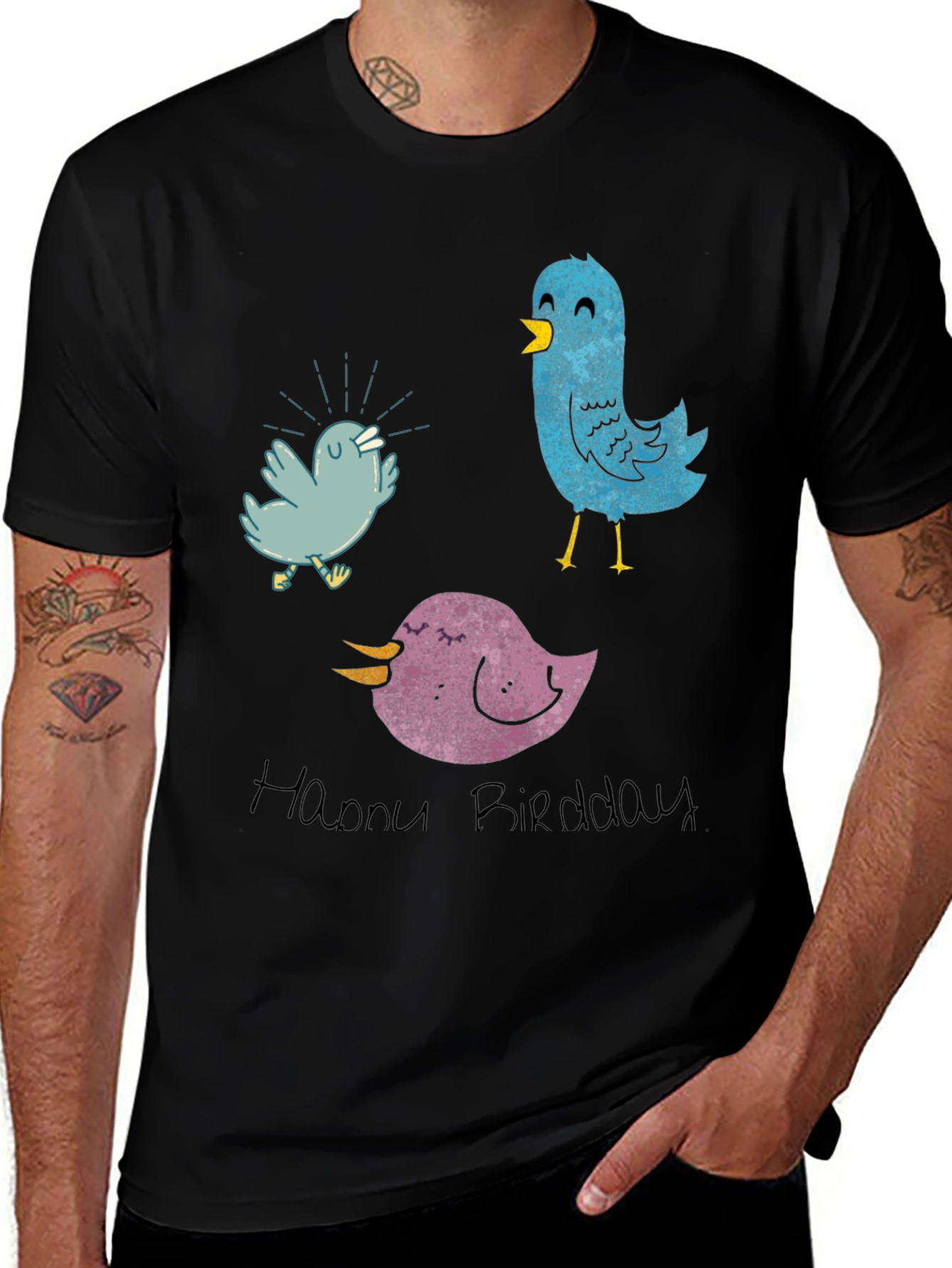Whimsical Bird T-Shirt - Happy Birddday