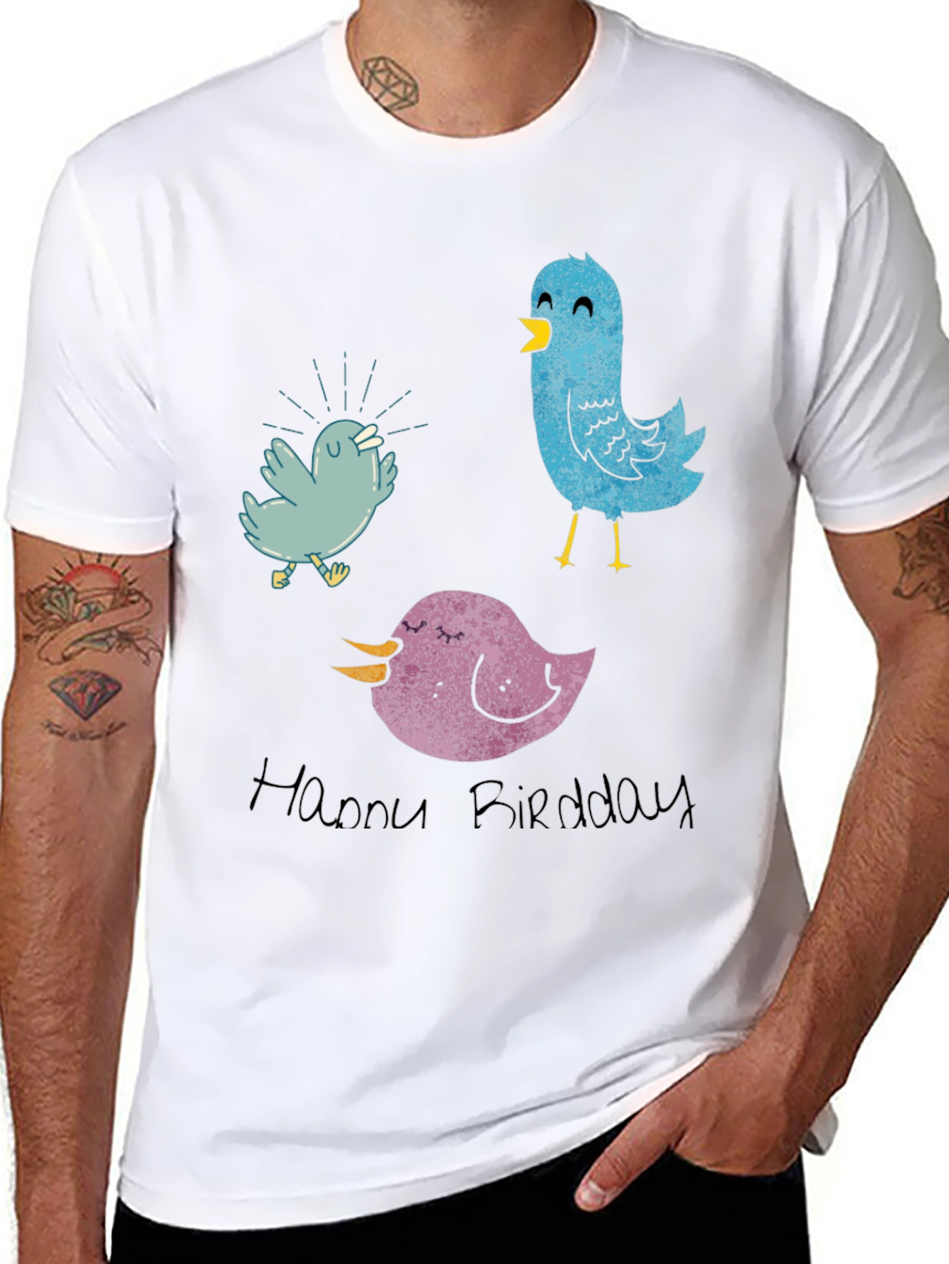 Whimsical Bird T-Shirt - Happy Birddday