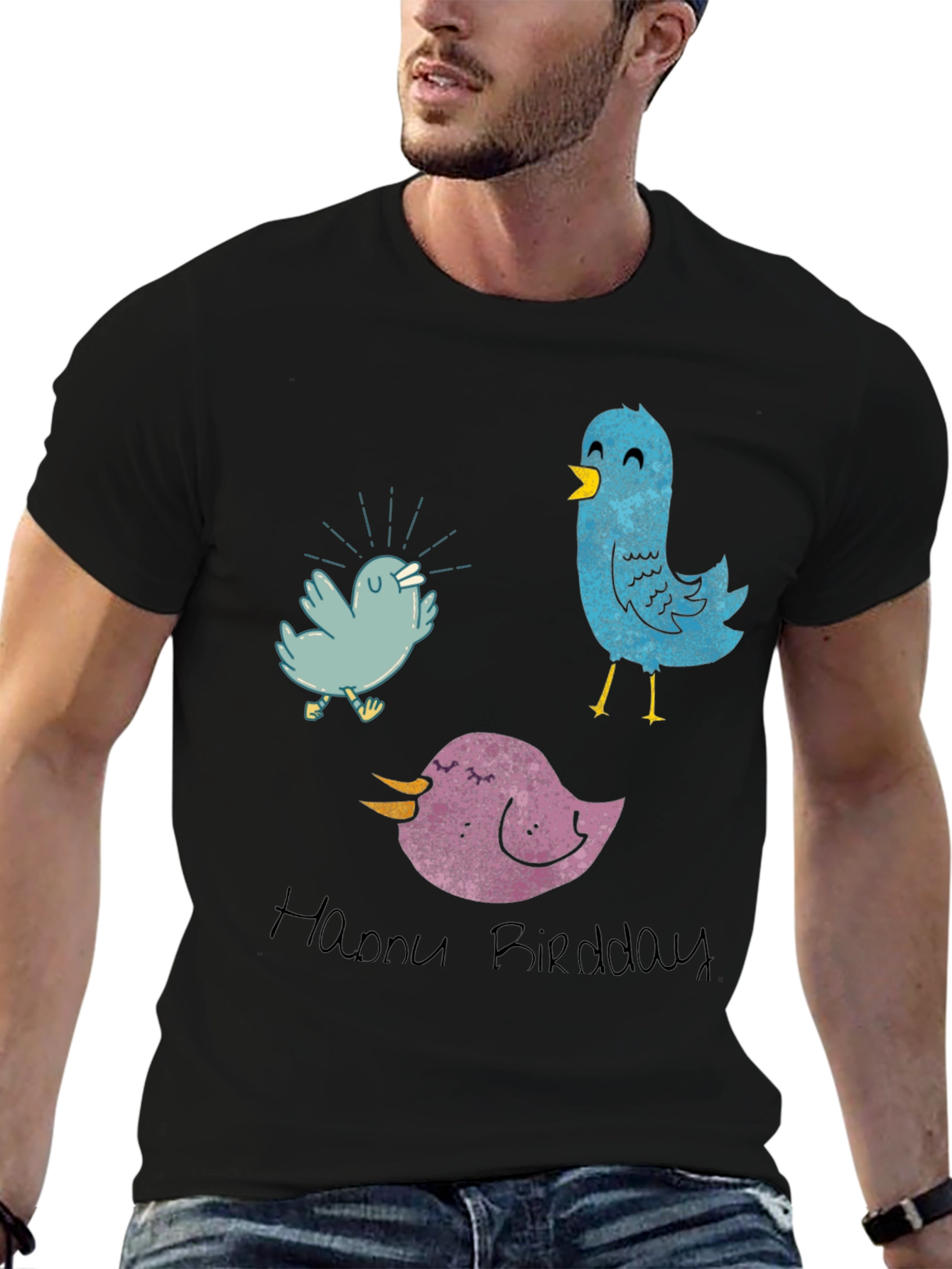 Whimsical Bird T-Shirt - Happy Birddday