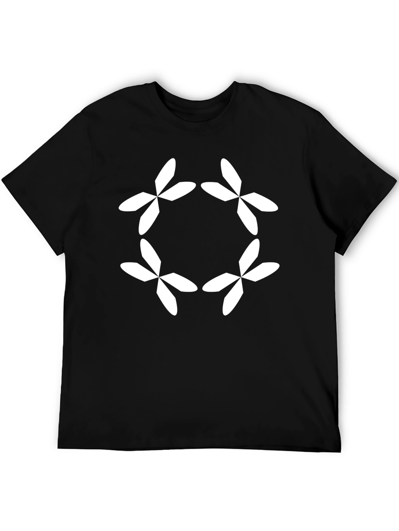 Geometric Flower Black T-Shirt