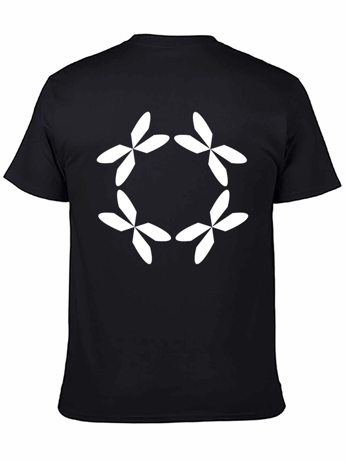 Geometric Flower Black T-Shirt