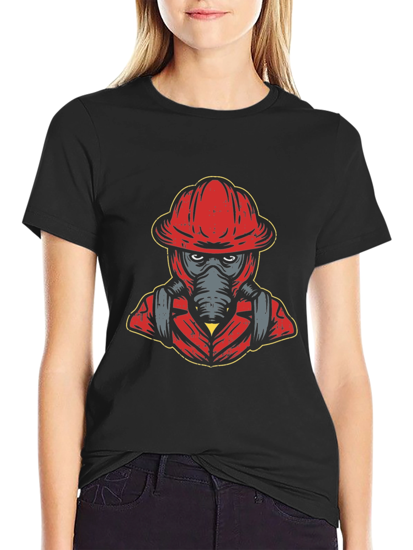 Firefighter Graphic T-Shirt - Black Crew Neck Tee