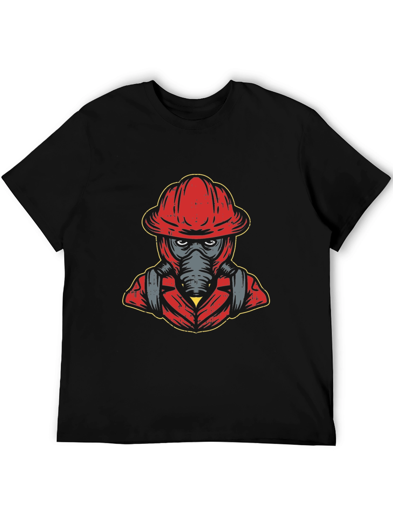 Firefighter Graphic T-Shirt - Black Crew Neck Tee