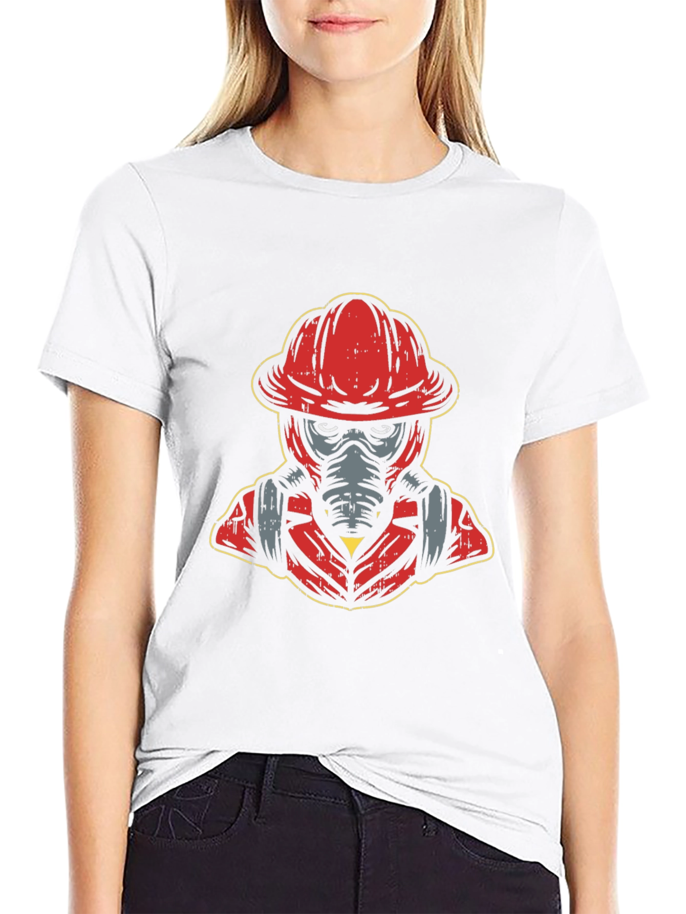 Firefighter Graphic T-Shirt - Black Crew Neck Tee