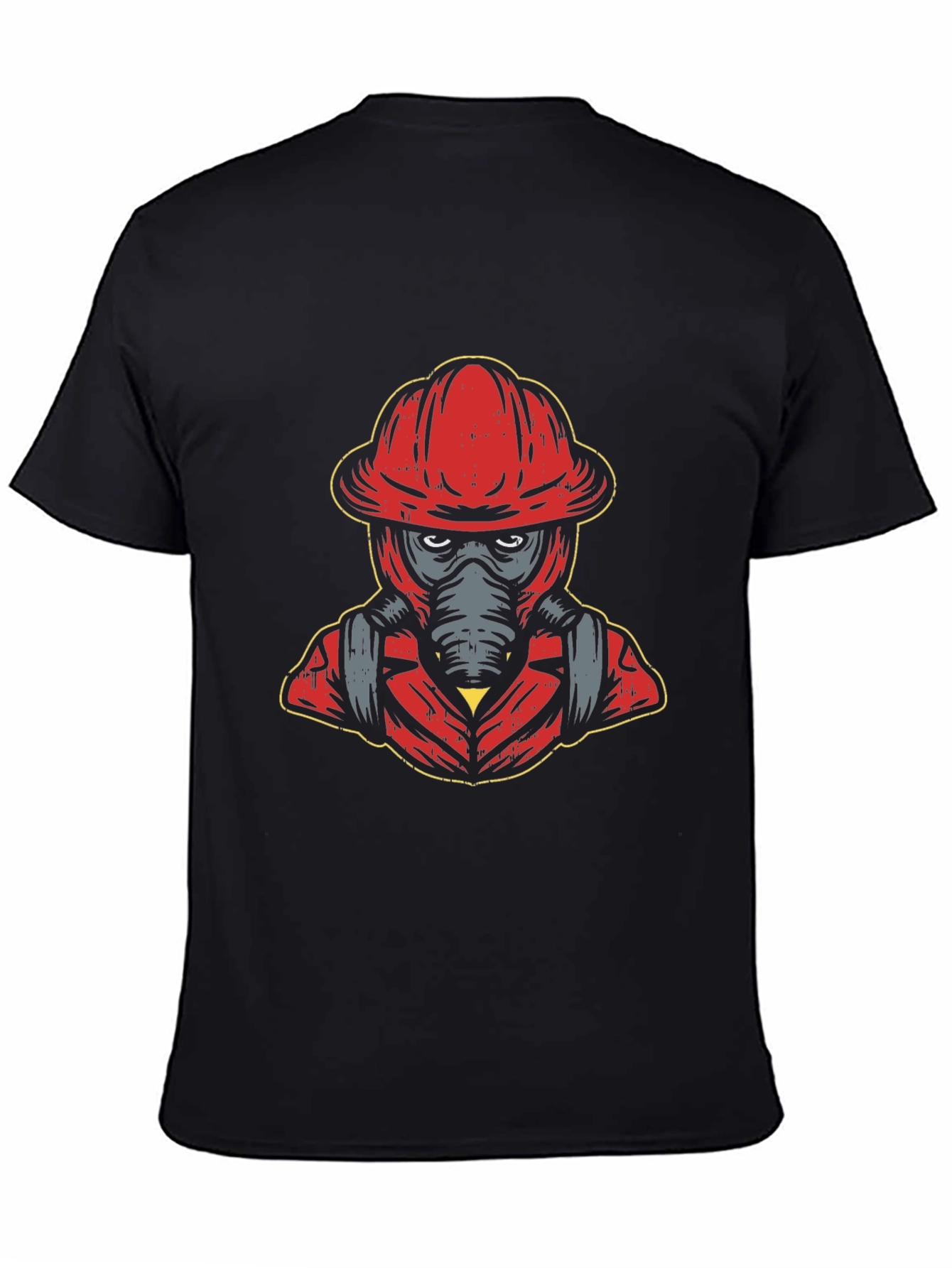 Firefighter Graphic T-Shirt - Black Crew Neck Tee