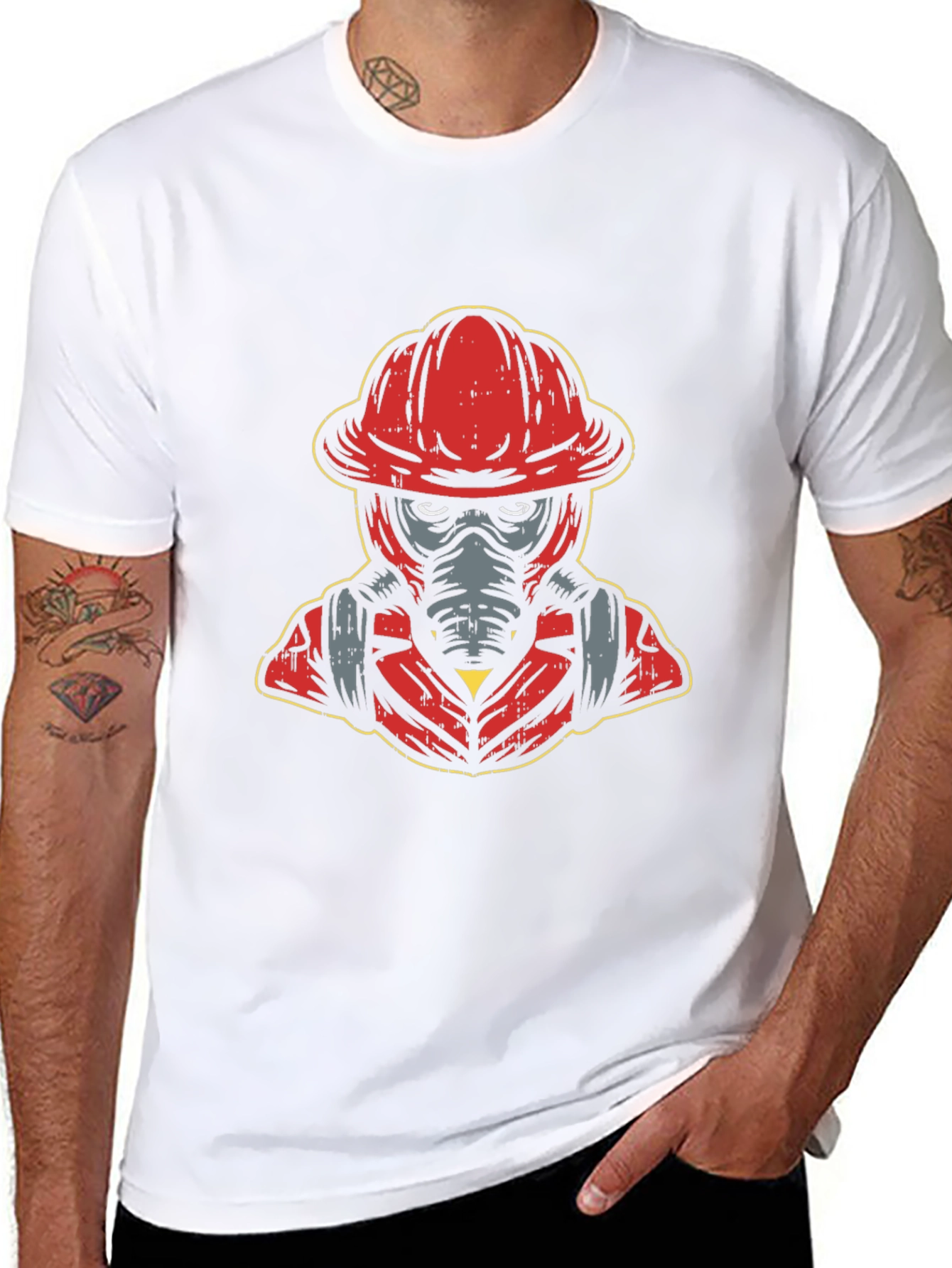 Firefighter Graphic T-Shirt - Black Crew Neck Tee