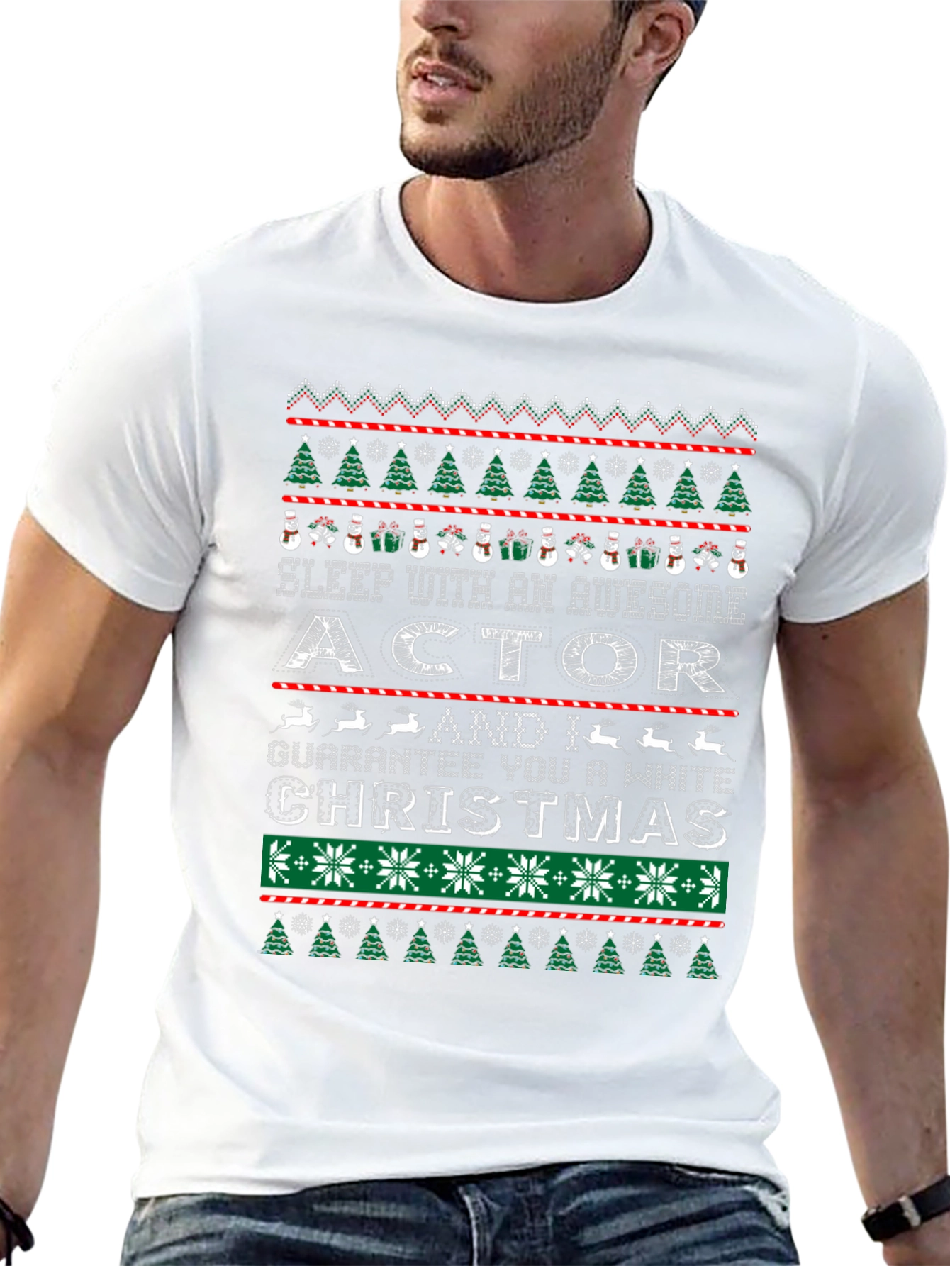 Awesome Actor White Christmas Ugly Sweater T-Shirt