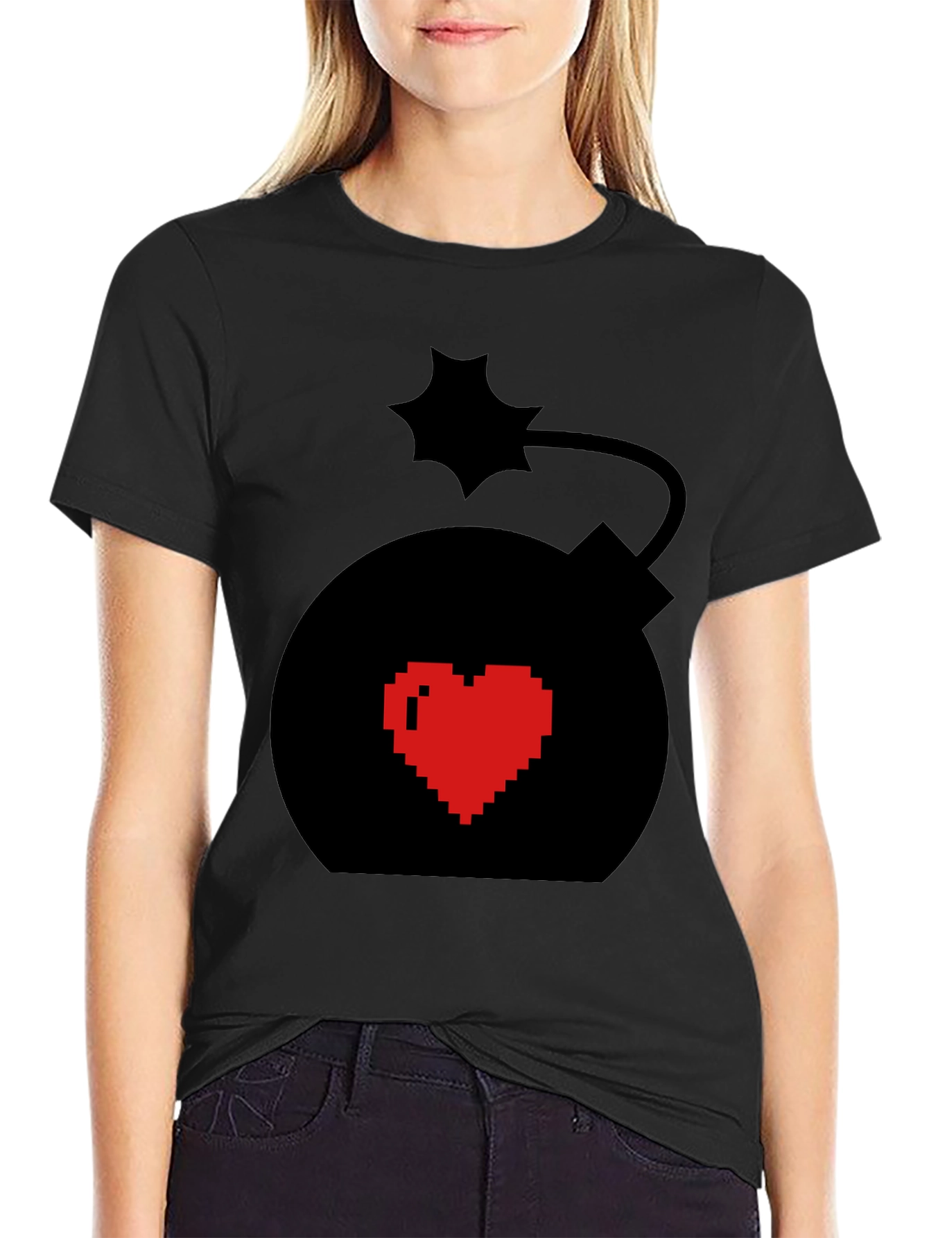 Heart Bomb Graphic Tee - Black