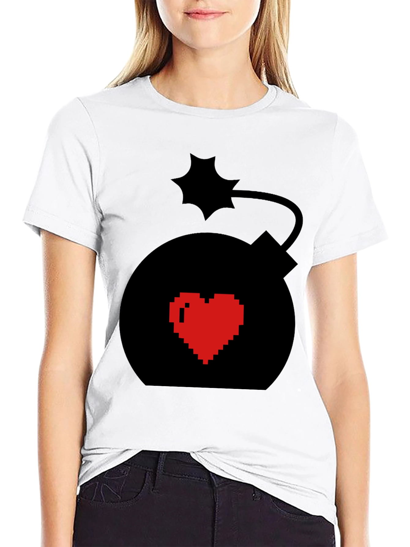 Heart Bomb Graphic Tee - Black