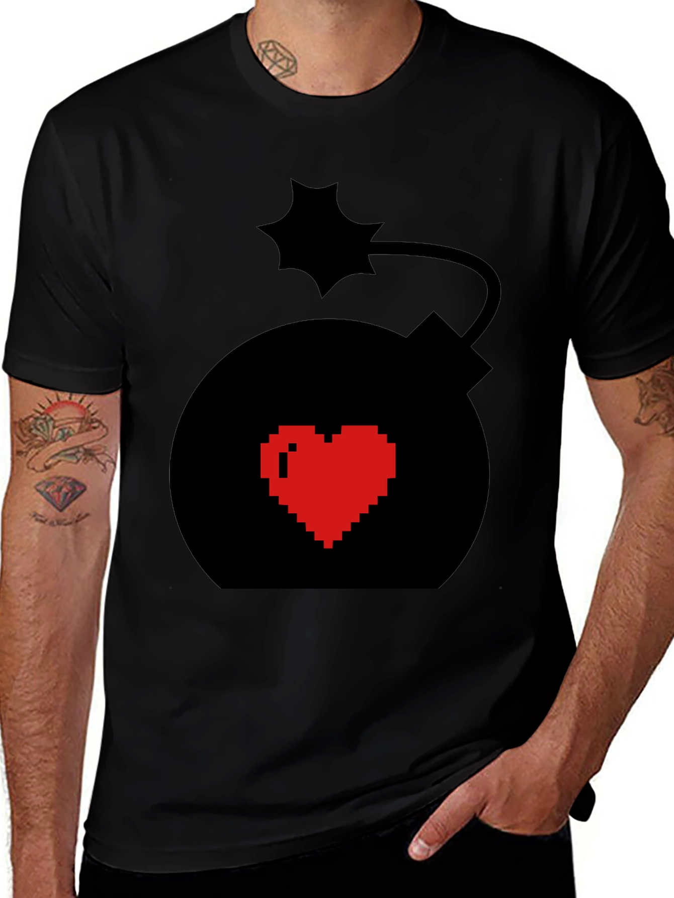 Heart Bomb Graphic Tee - Black