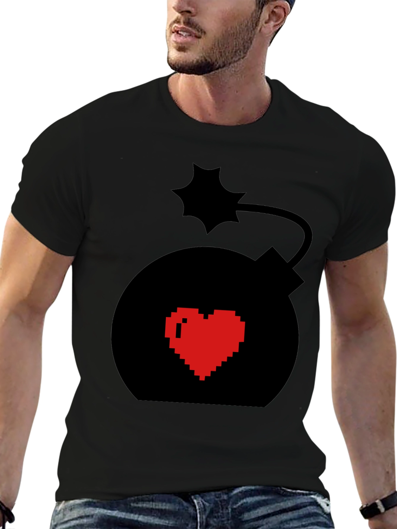 Heart Bomb Graphic Tee - Black