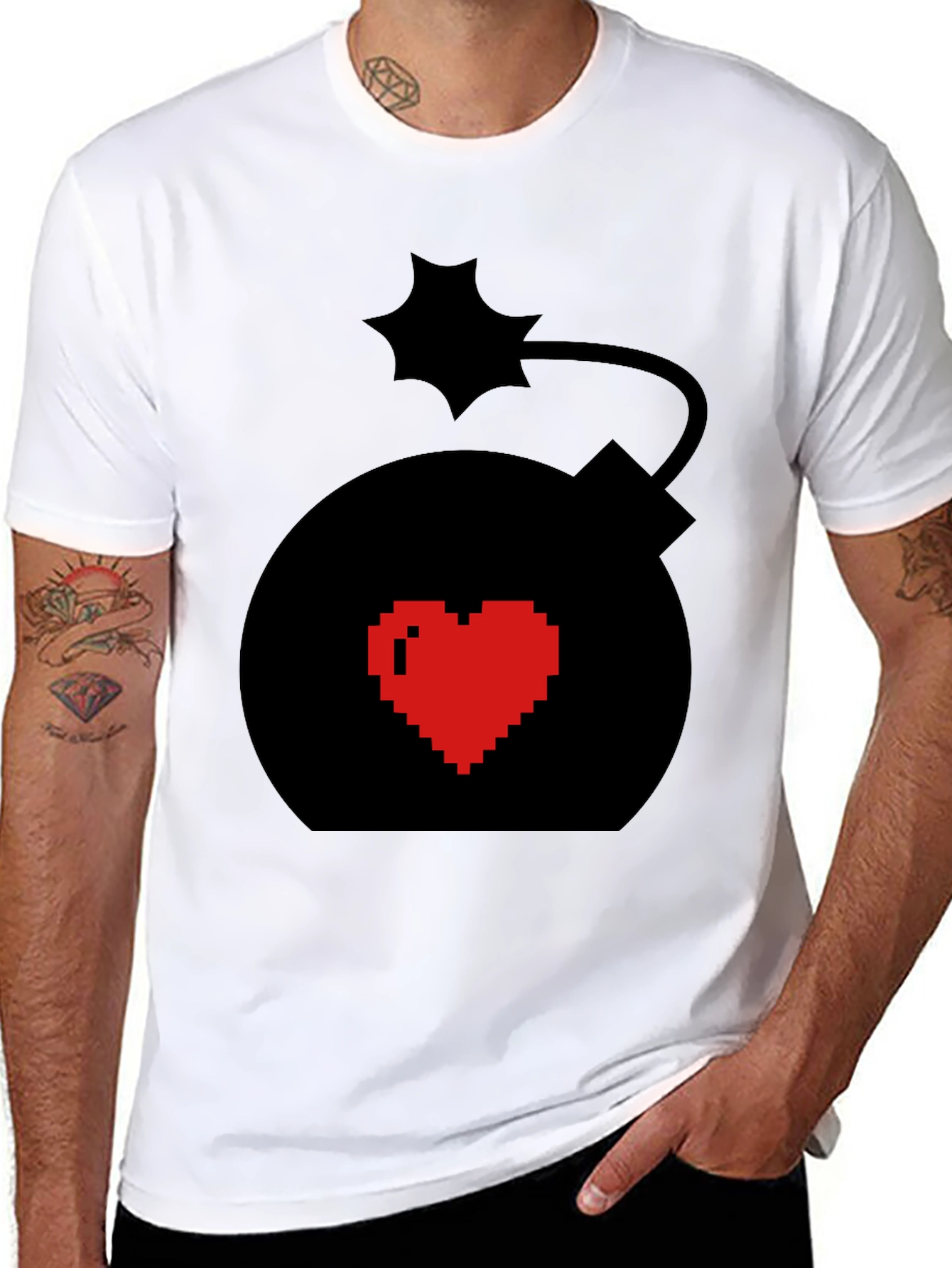 Heart Bomb Graphic Tee - Black