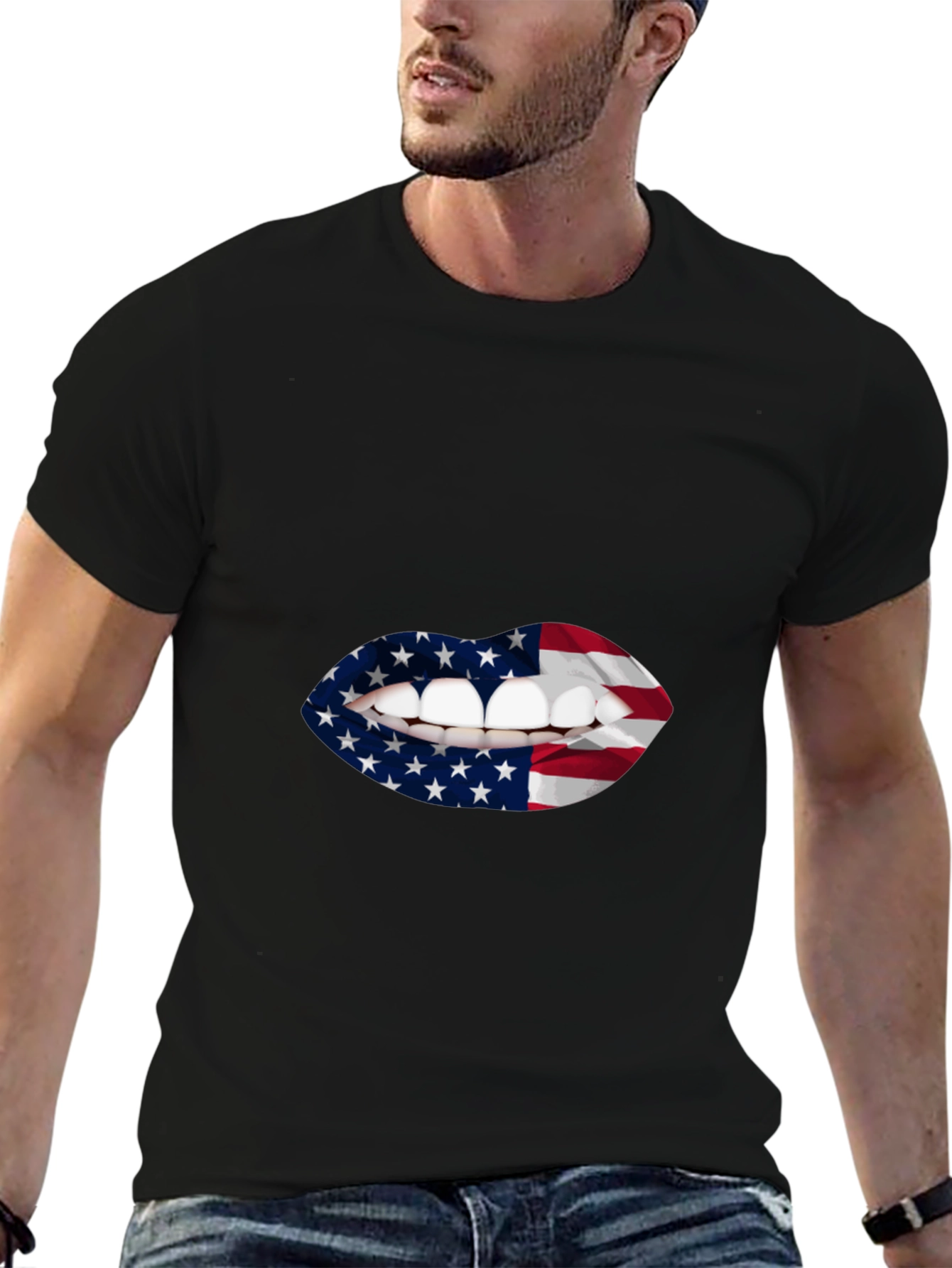 USA Flag Lips Graphic T-Shirt