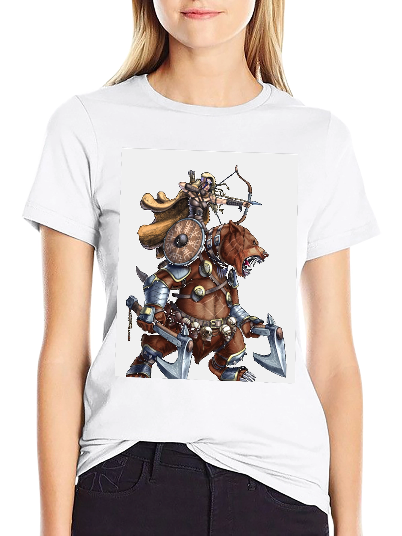 Warrior Bear Graphic Tee - Black Cotton T-Shirt