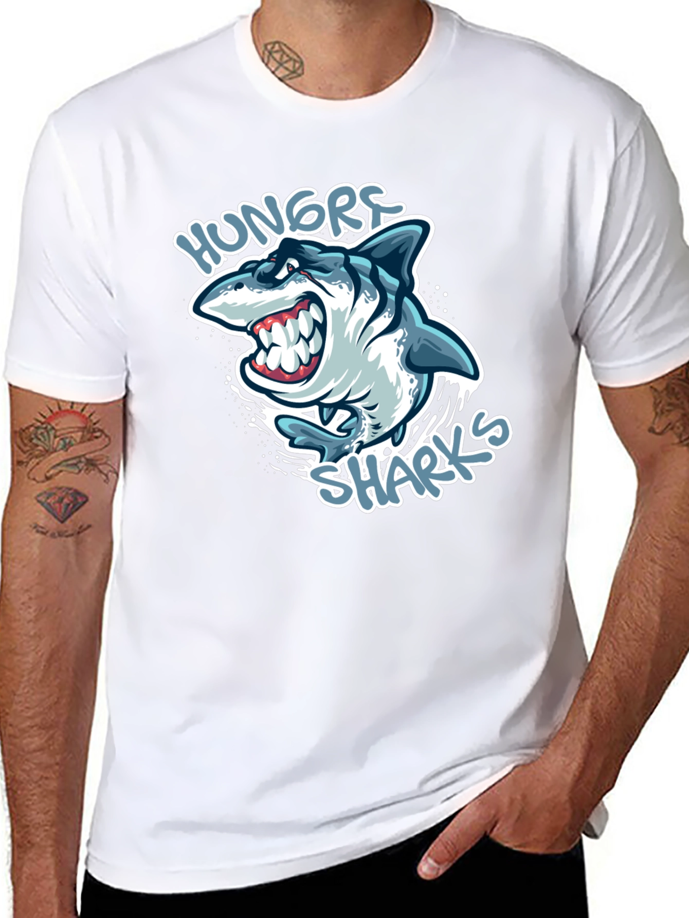 Hungry Sharks Graphic T-Shirt - Black
