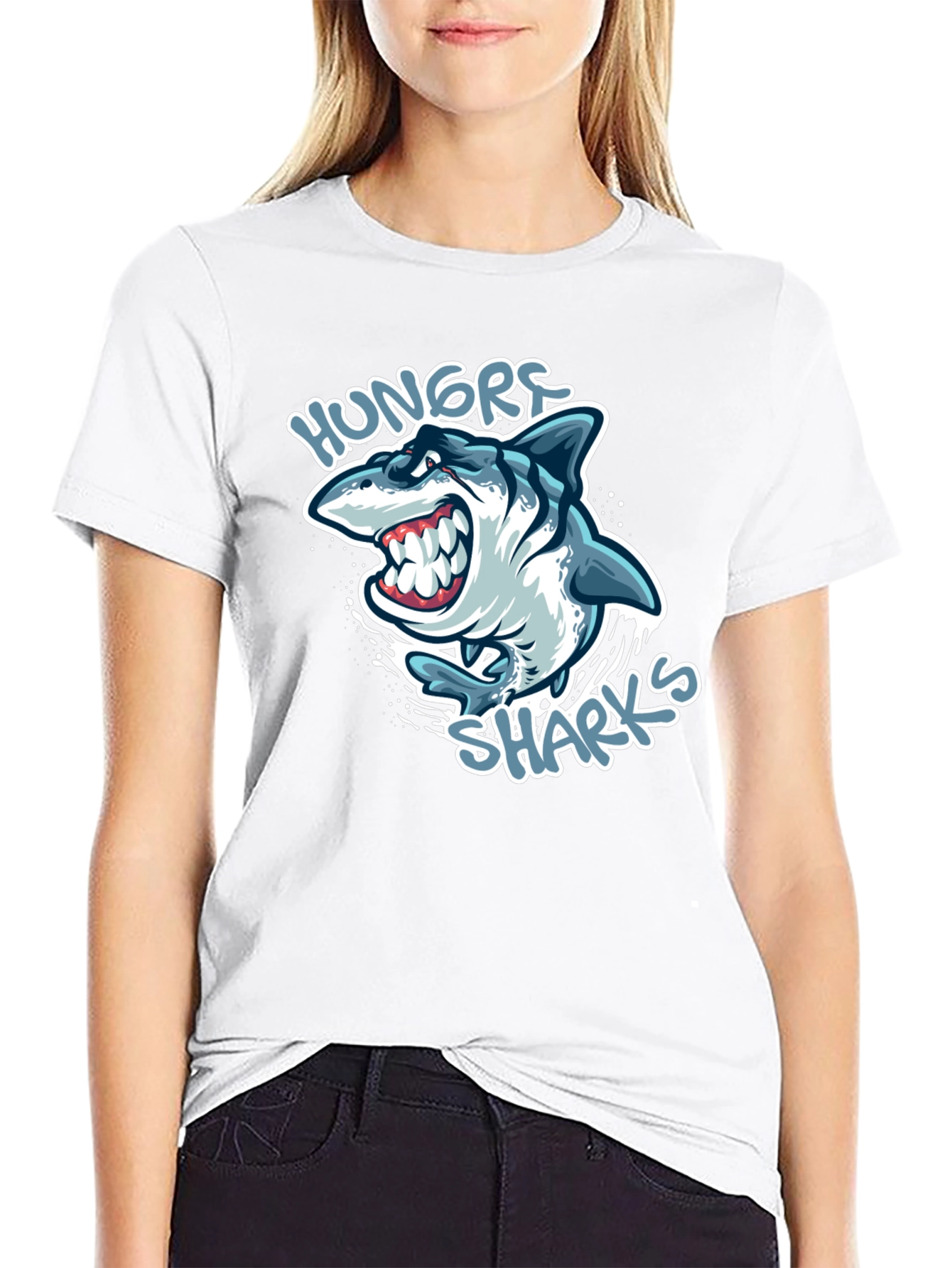 Hungry Sharks Graphic T-Shirt - Black