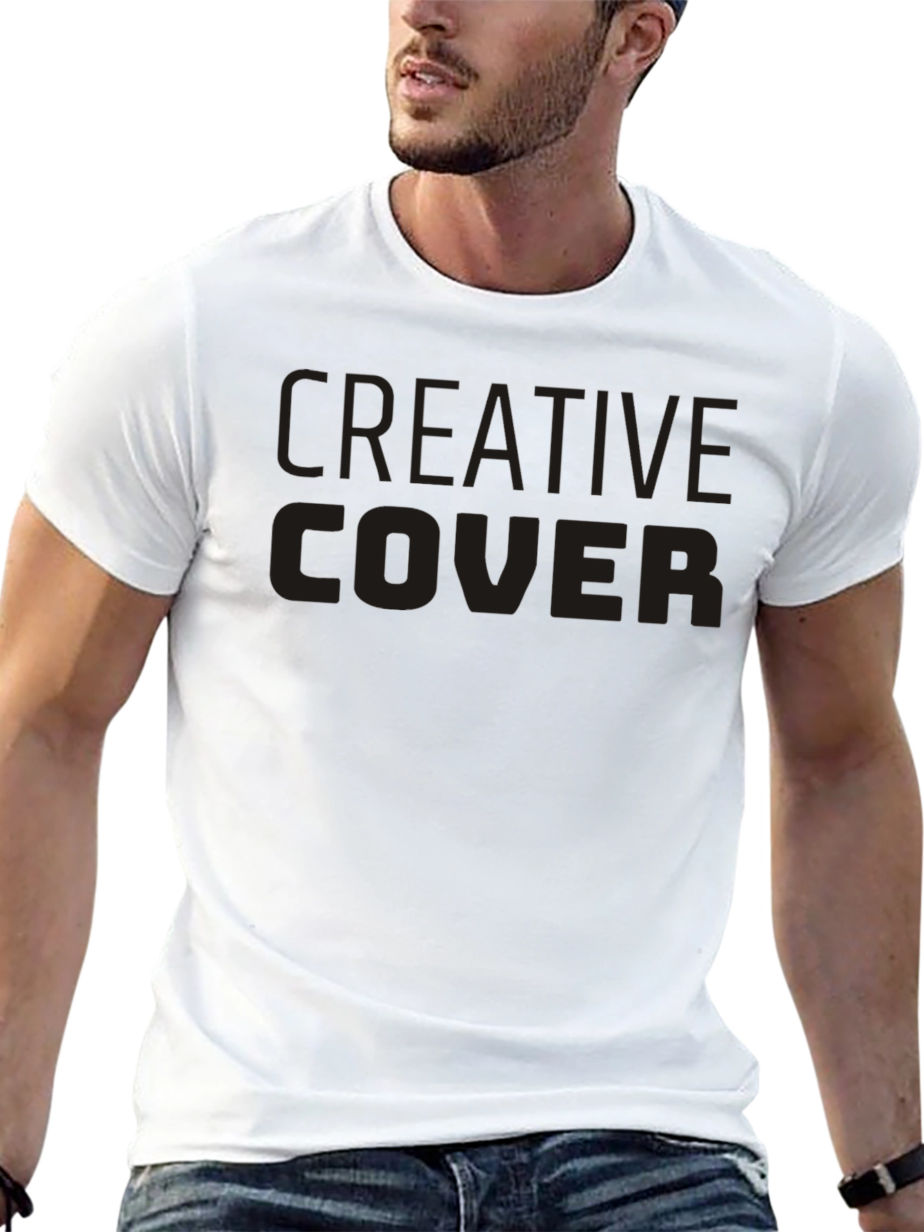 Creative Cover Black Crew Neck T-Shirt