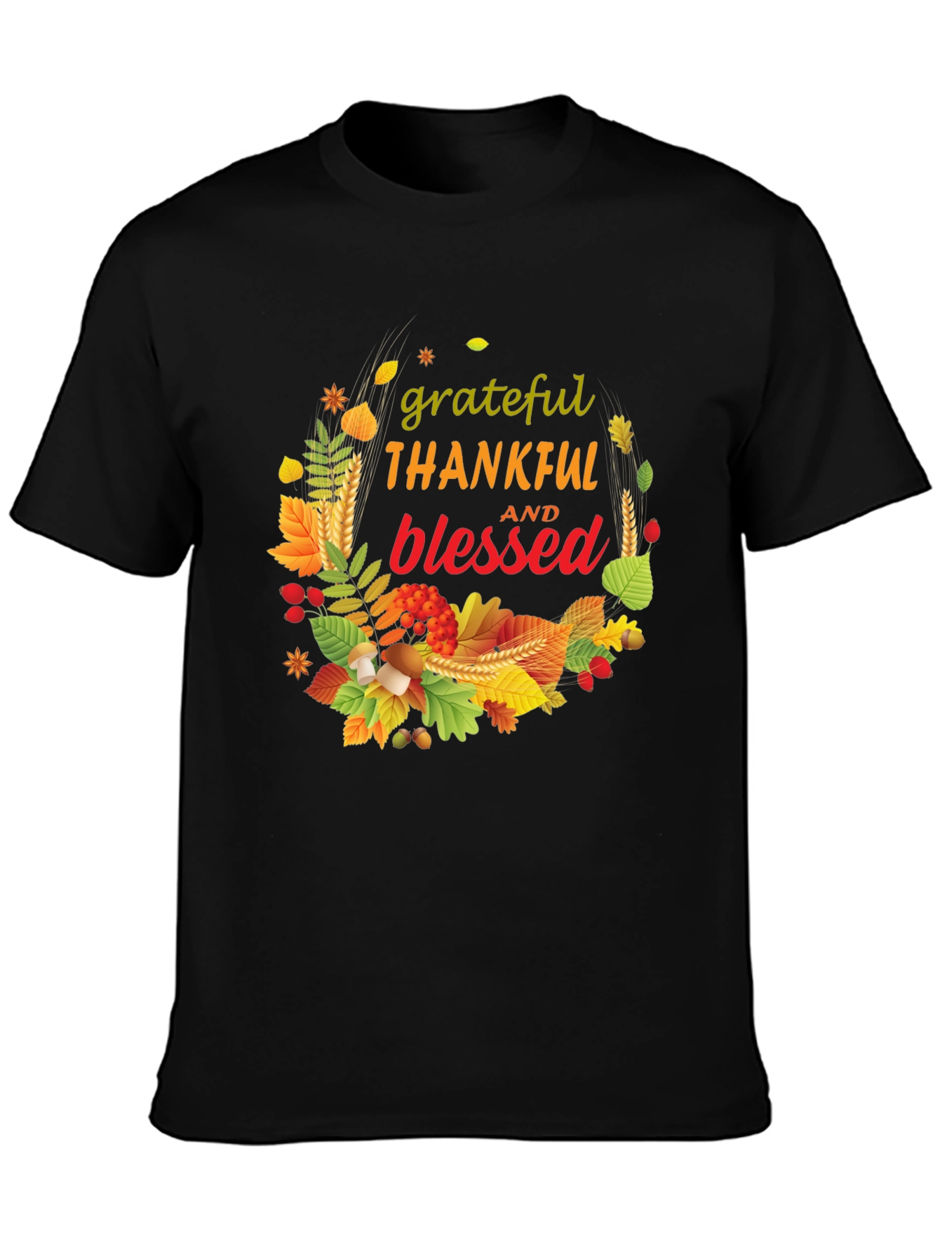 Grateful Thankful Blessed Fall Wreath T-Shirt