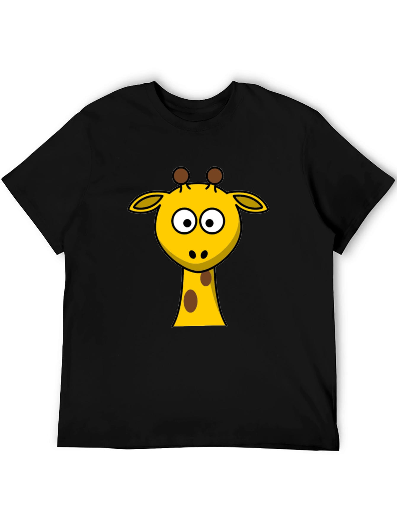 Cartoon Giraffe Graphic Black T-Shirt