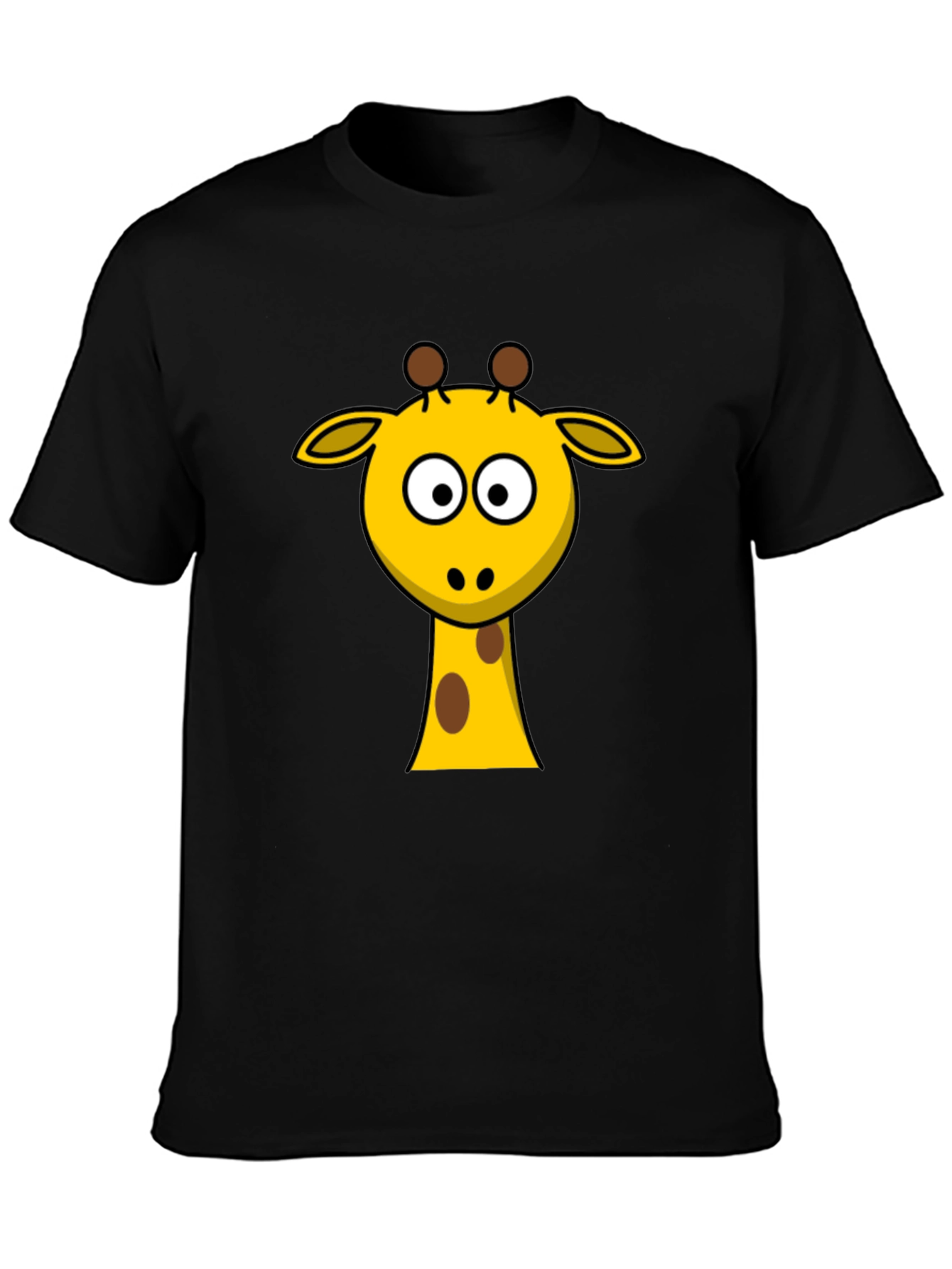 Cartoon Giraffe Graphic Black T-Shirt