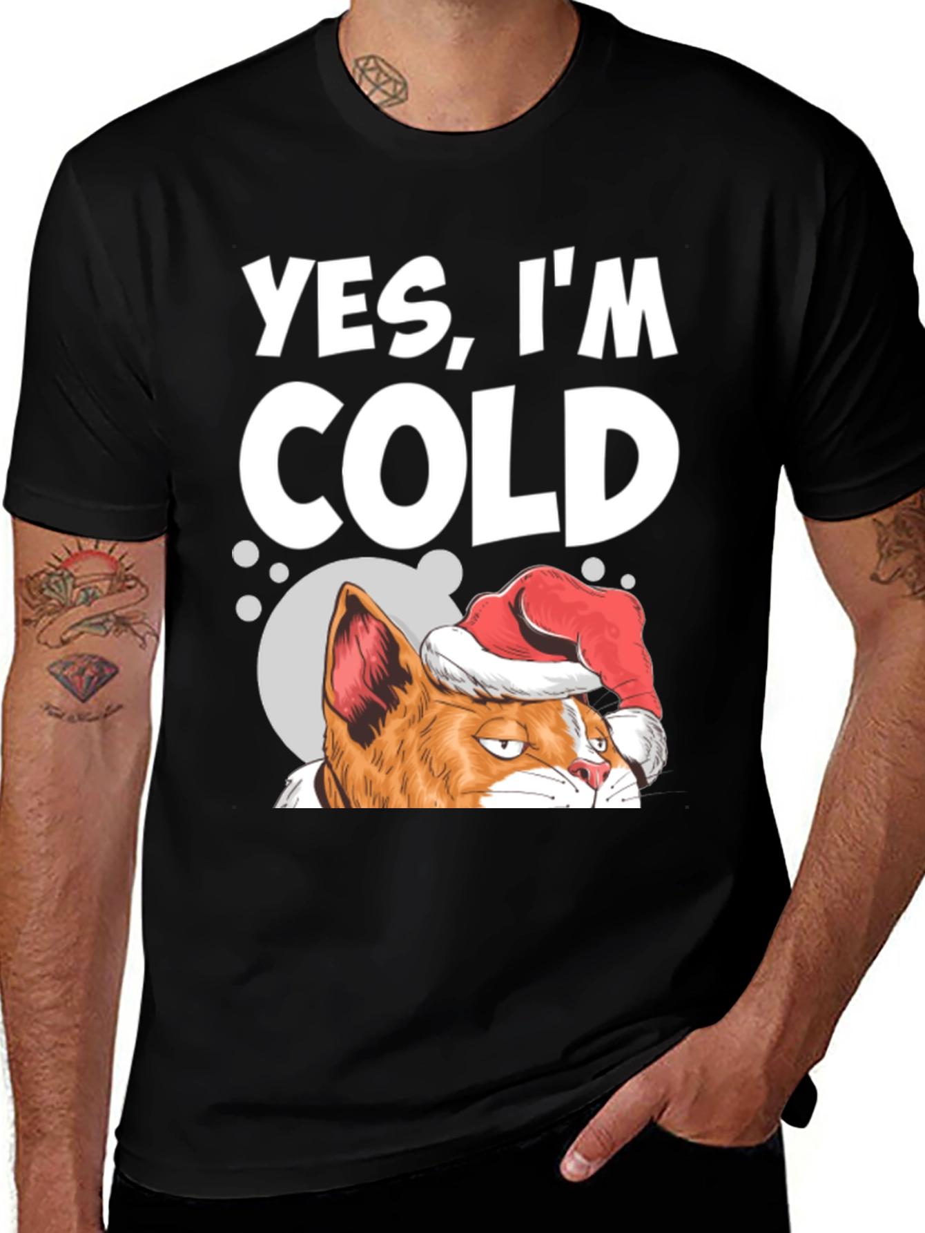 Yes Im Cold Cat Christmas T-Shirt