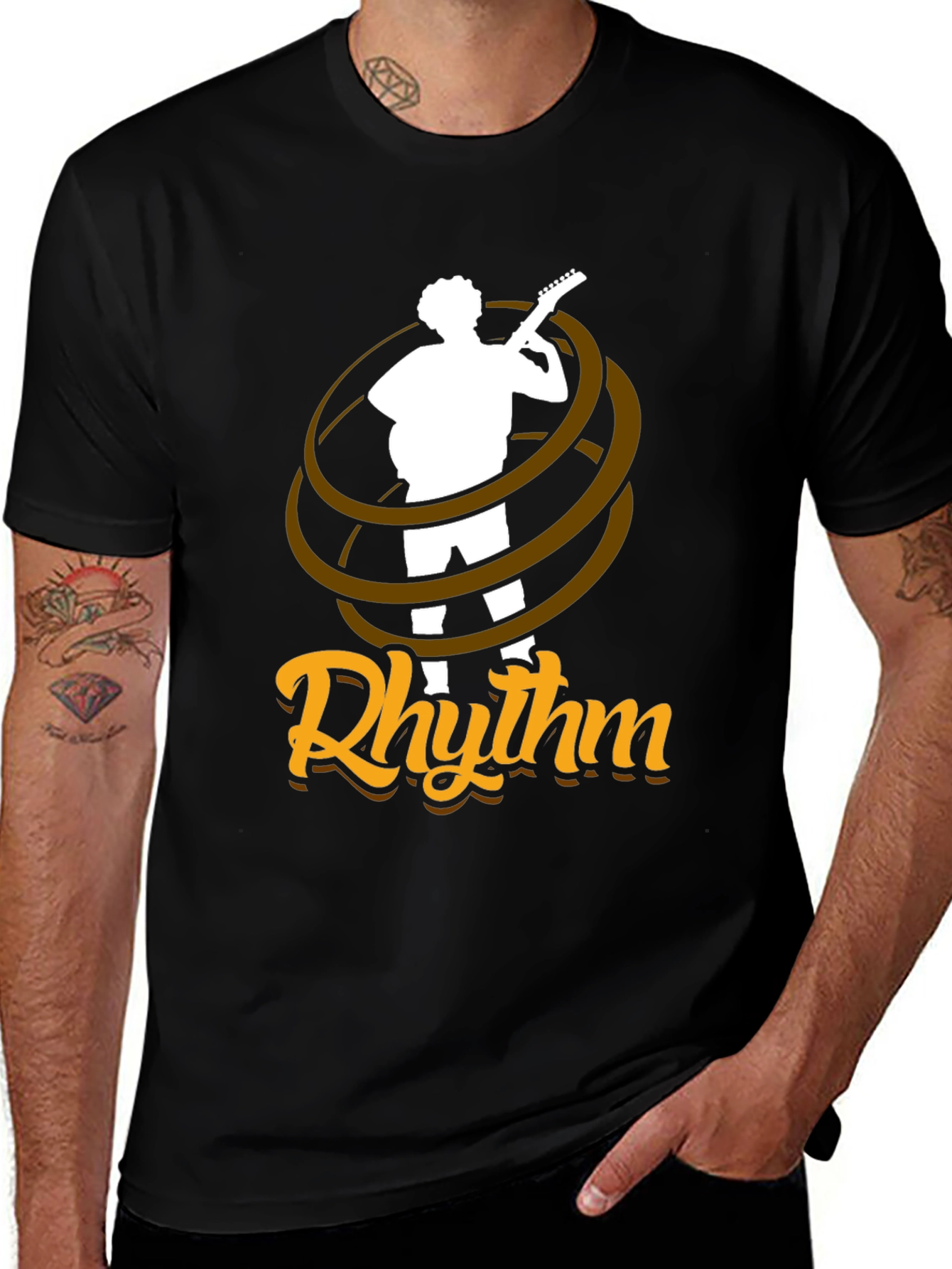 Rhythm Guitar Player T-Shirt - Black Cotton Tee