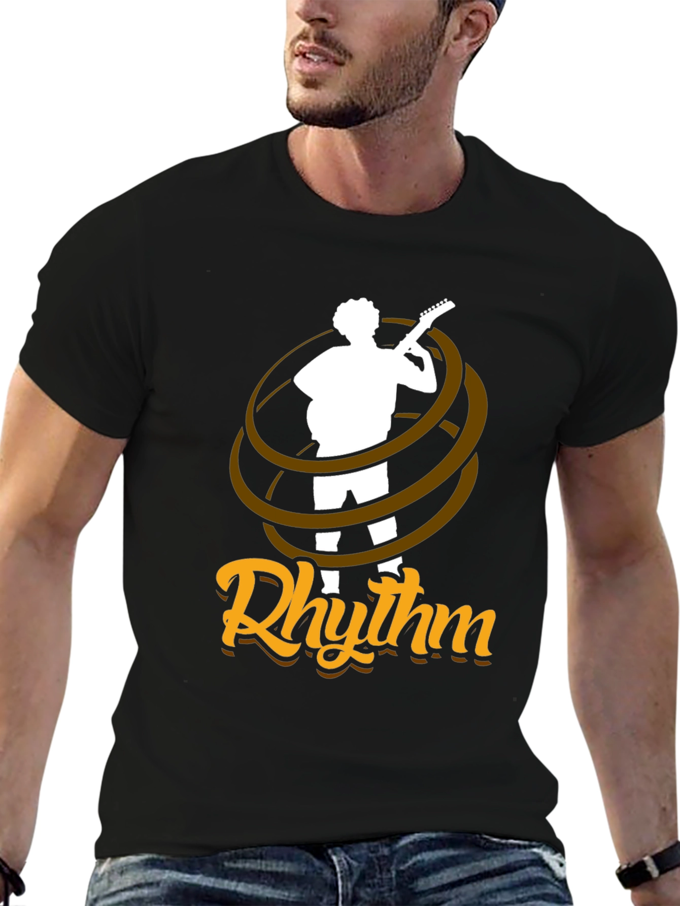 Rhythm Guitar Player T-Shirt - Black Cotton Tee