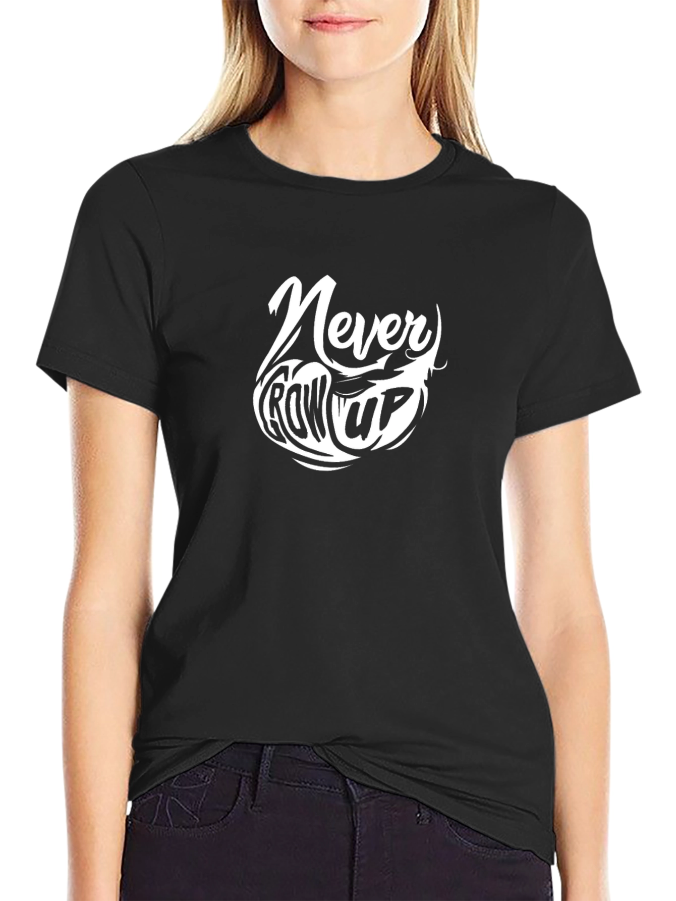 Never Grow Up Black Graphic Tee