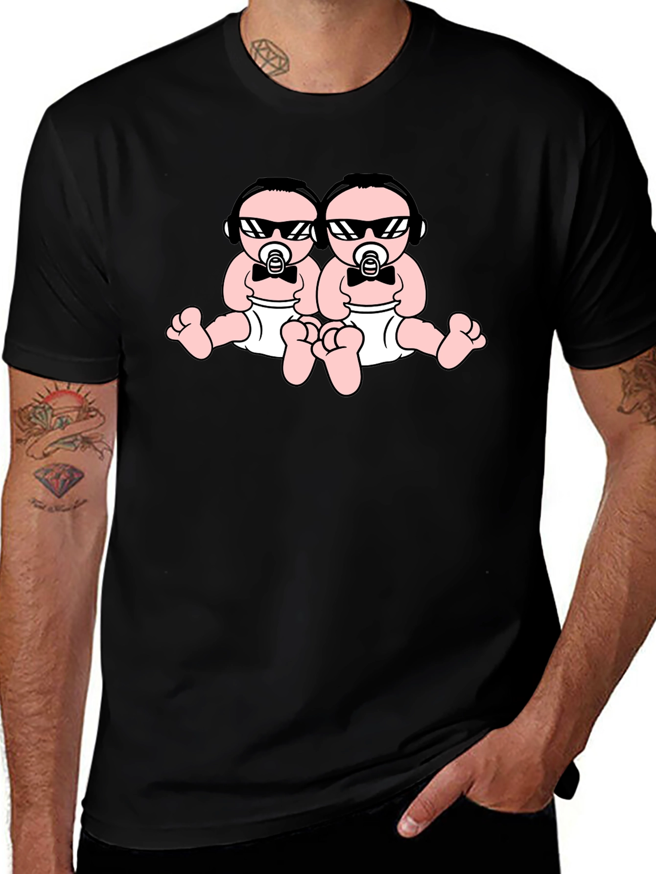 Cool Twins Graphic Black T-Shirt