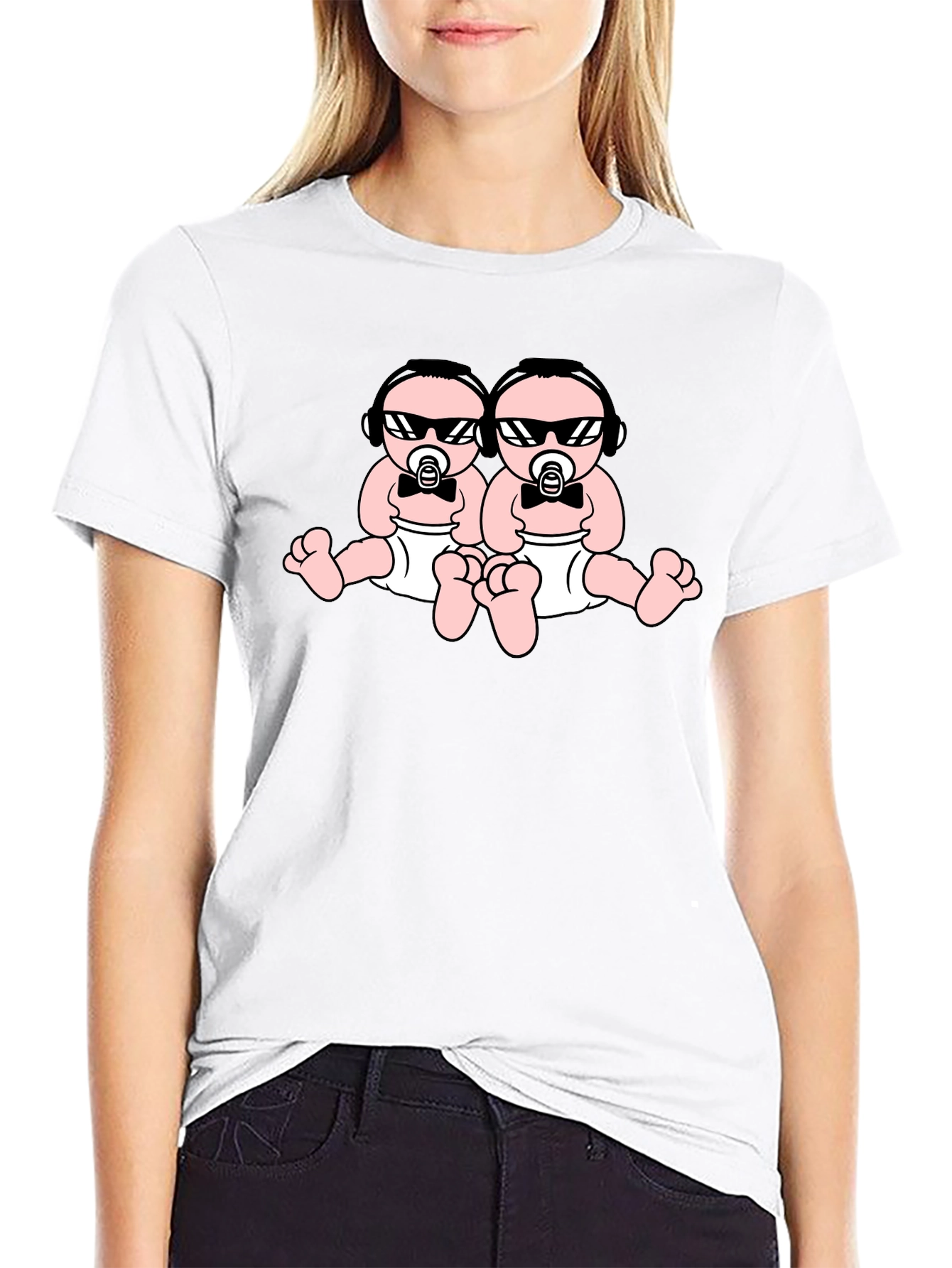 Cool Twins Graphic Black T-Shirt