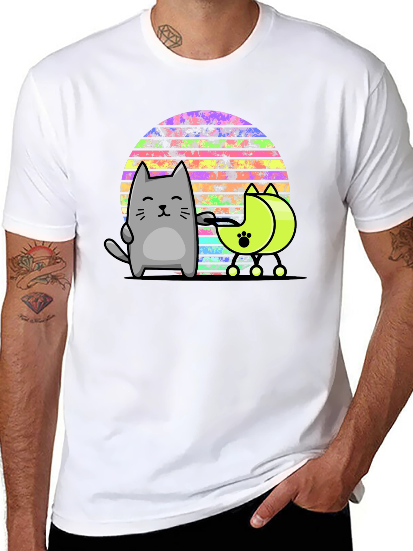 Retro Cat T-Shirt - Cool Cartoon Design