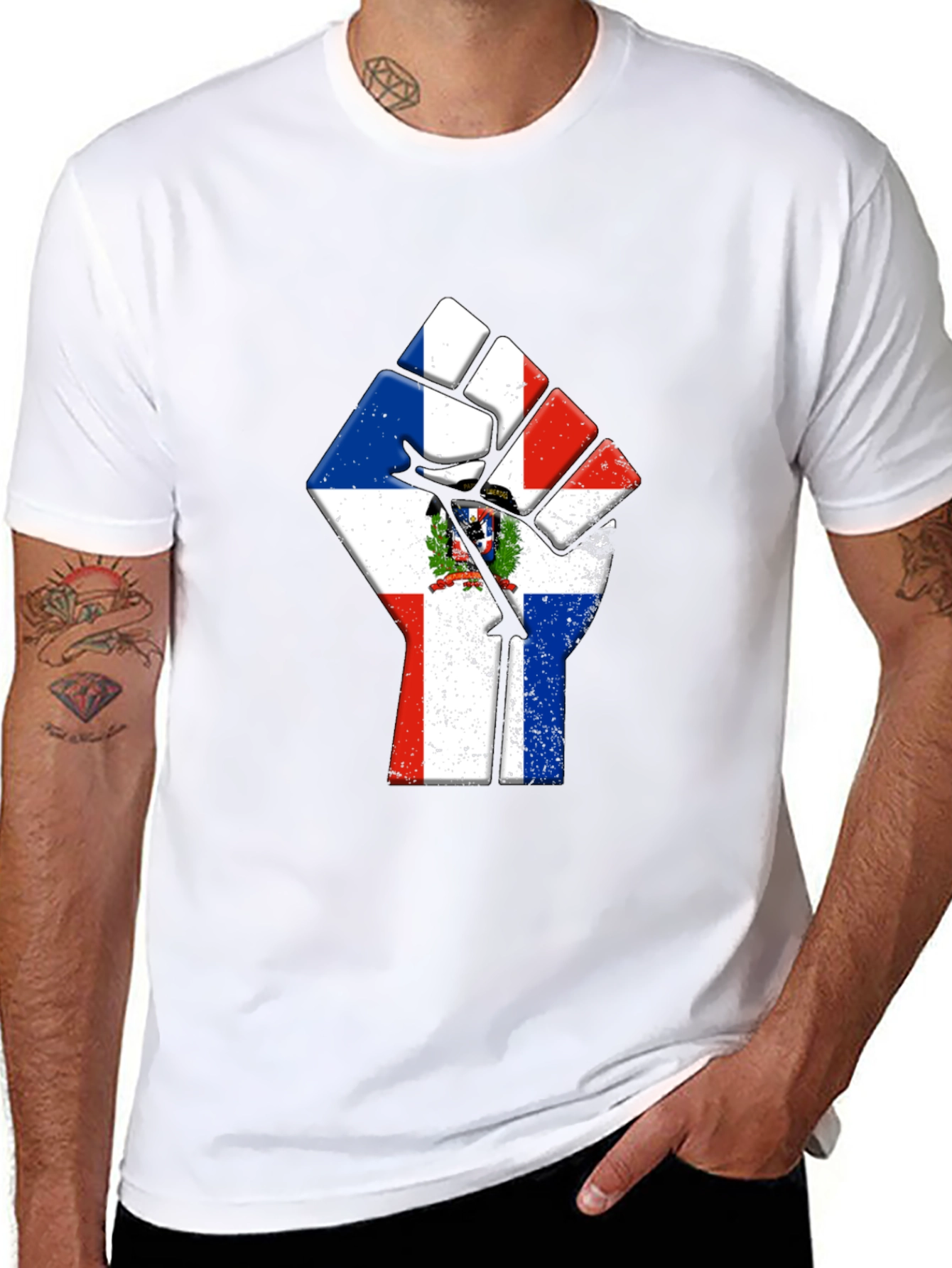 Dominican Republic Flag Fist Graphic Tee - Black