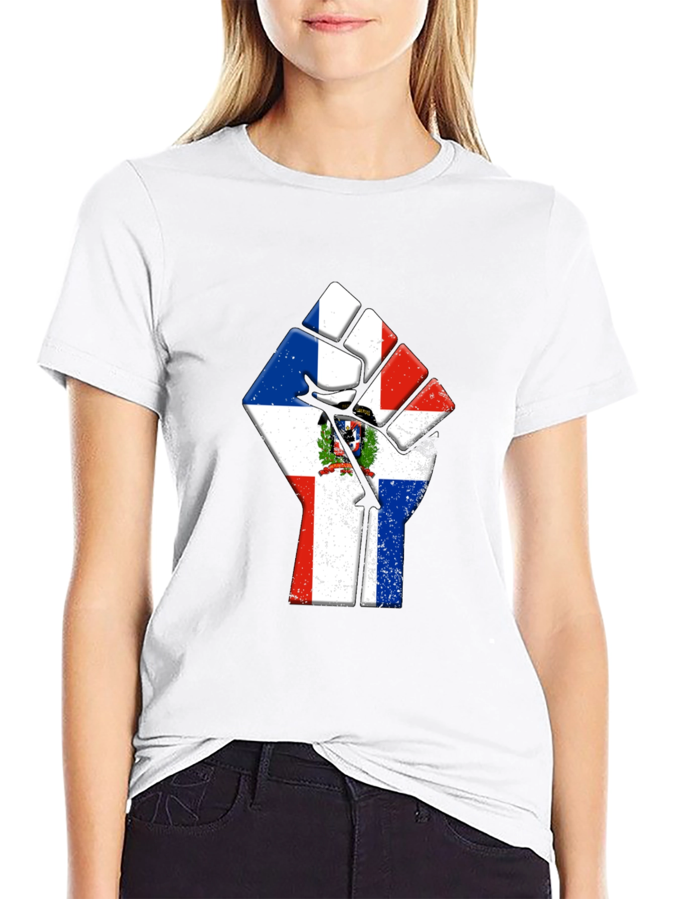 Dominican Republic Flag Fist Graphic Tee - Black