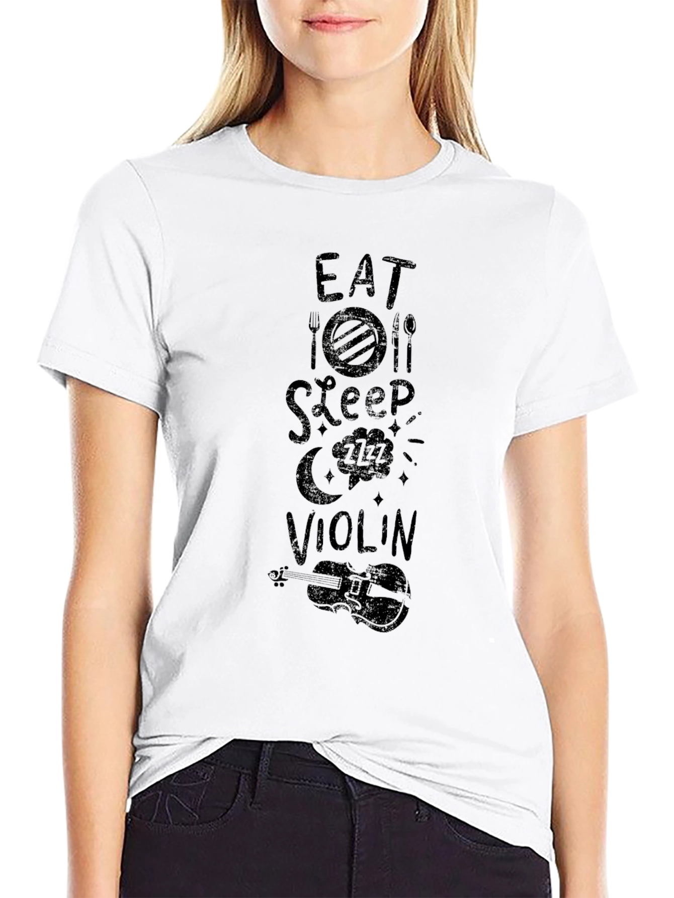 Eat Sleep Violin Black T-Shirt