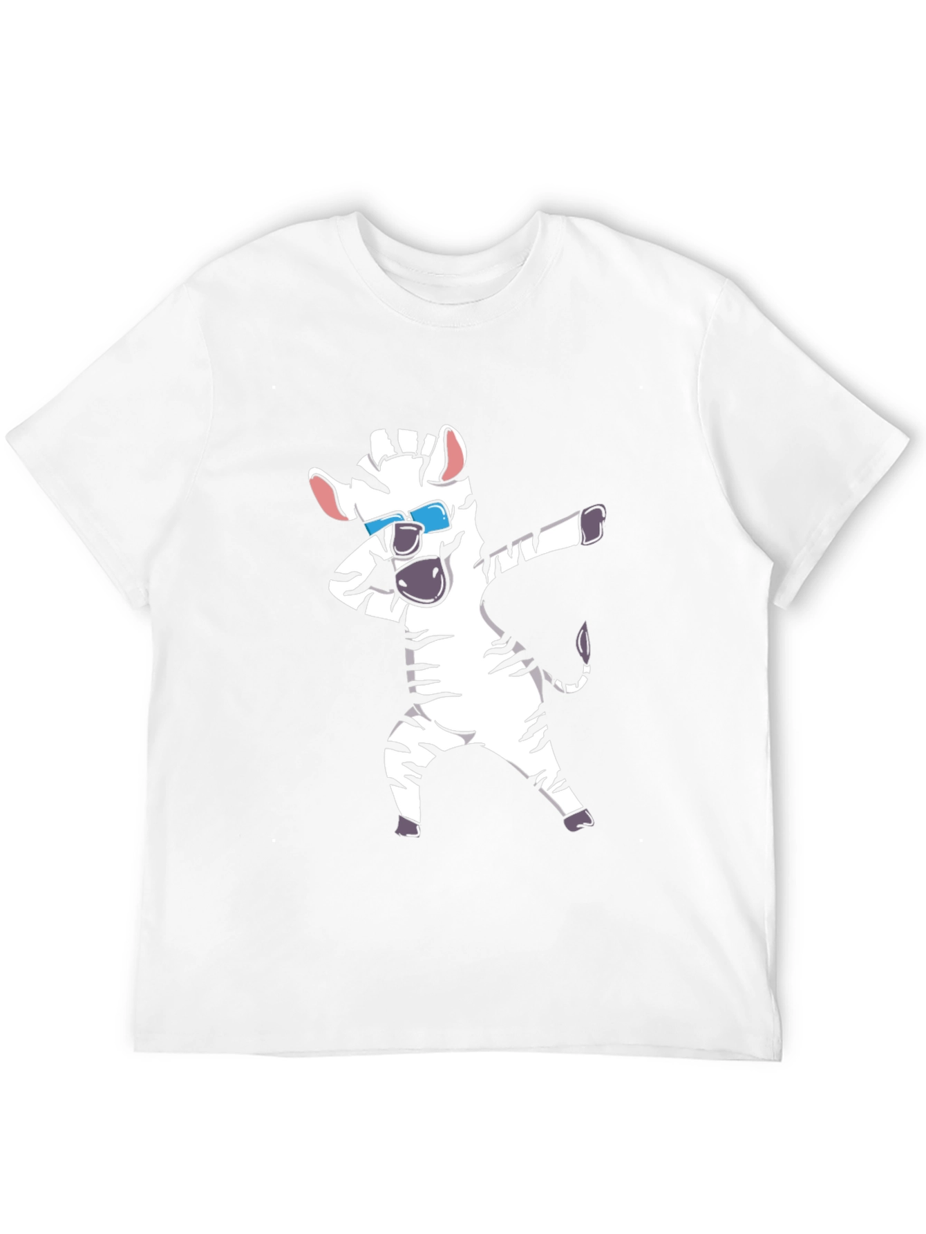 Dabbing Zebra Graphic Tee - Black Cotton T-Shirt