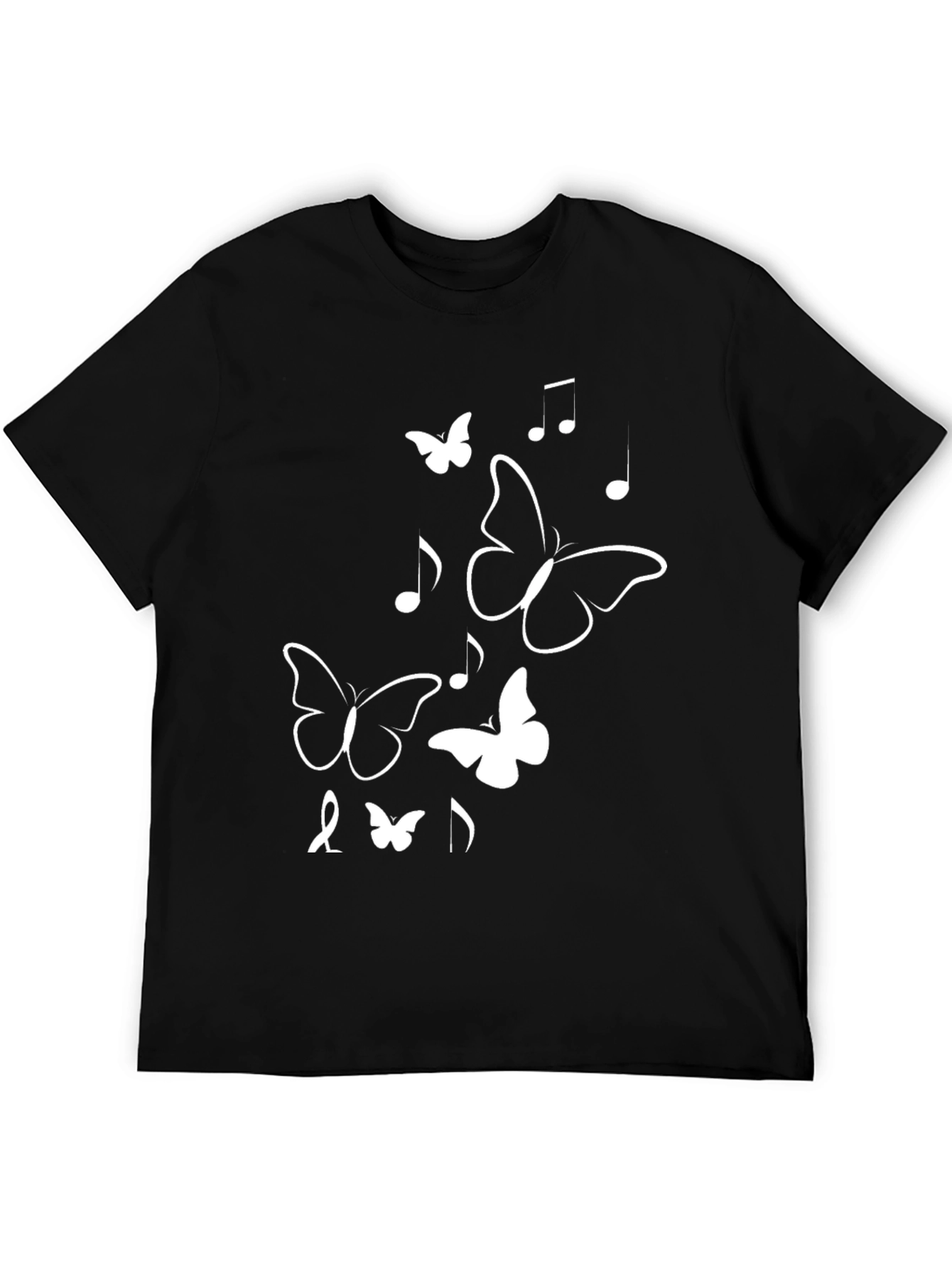 Butterfly & Music Note Graphic Tee - Black
